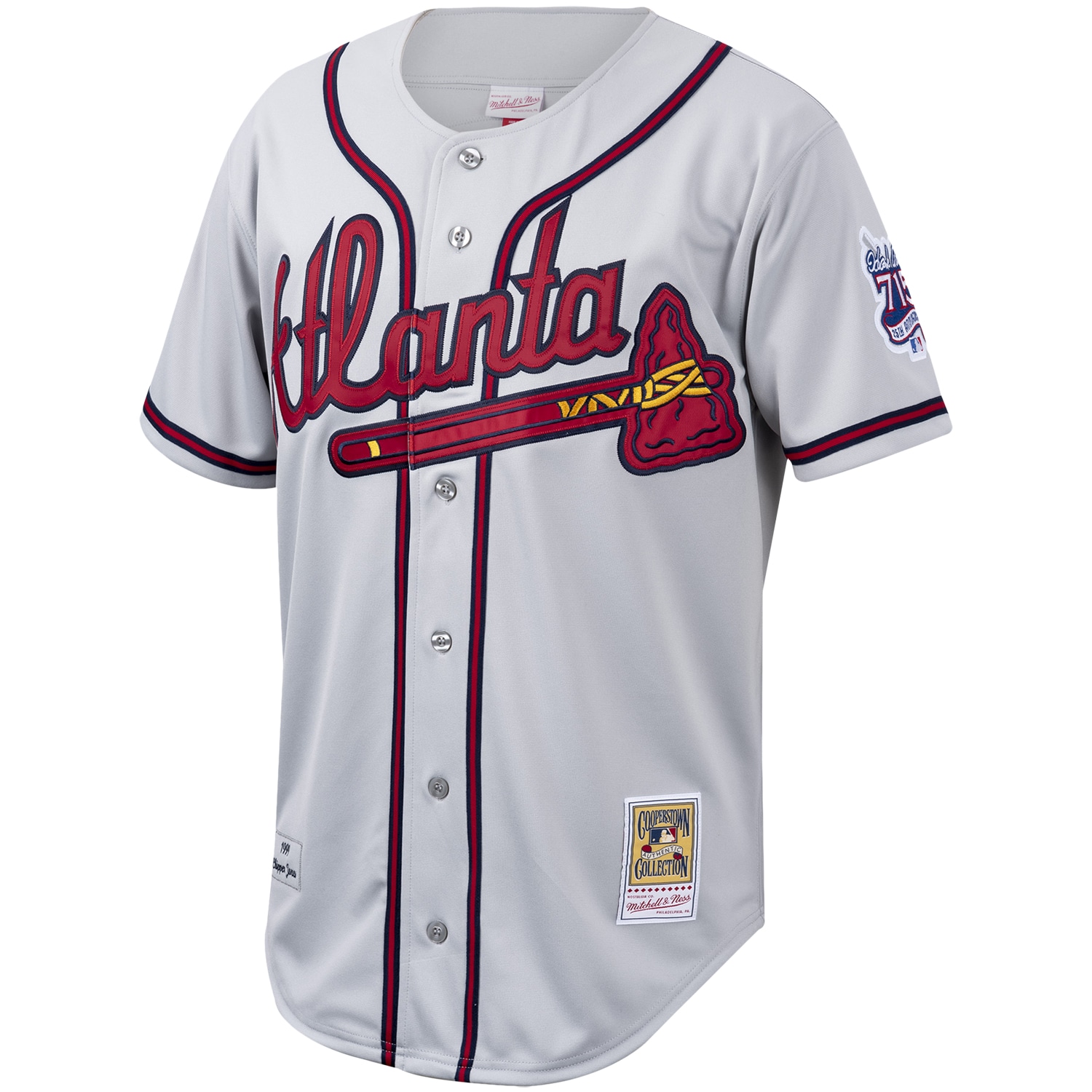 Chipper Jones Atlanta Braves Mitchell & Ness Cooperstown Collection Authentic Jersey - Gray - vstockx