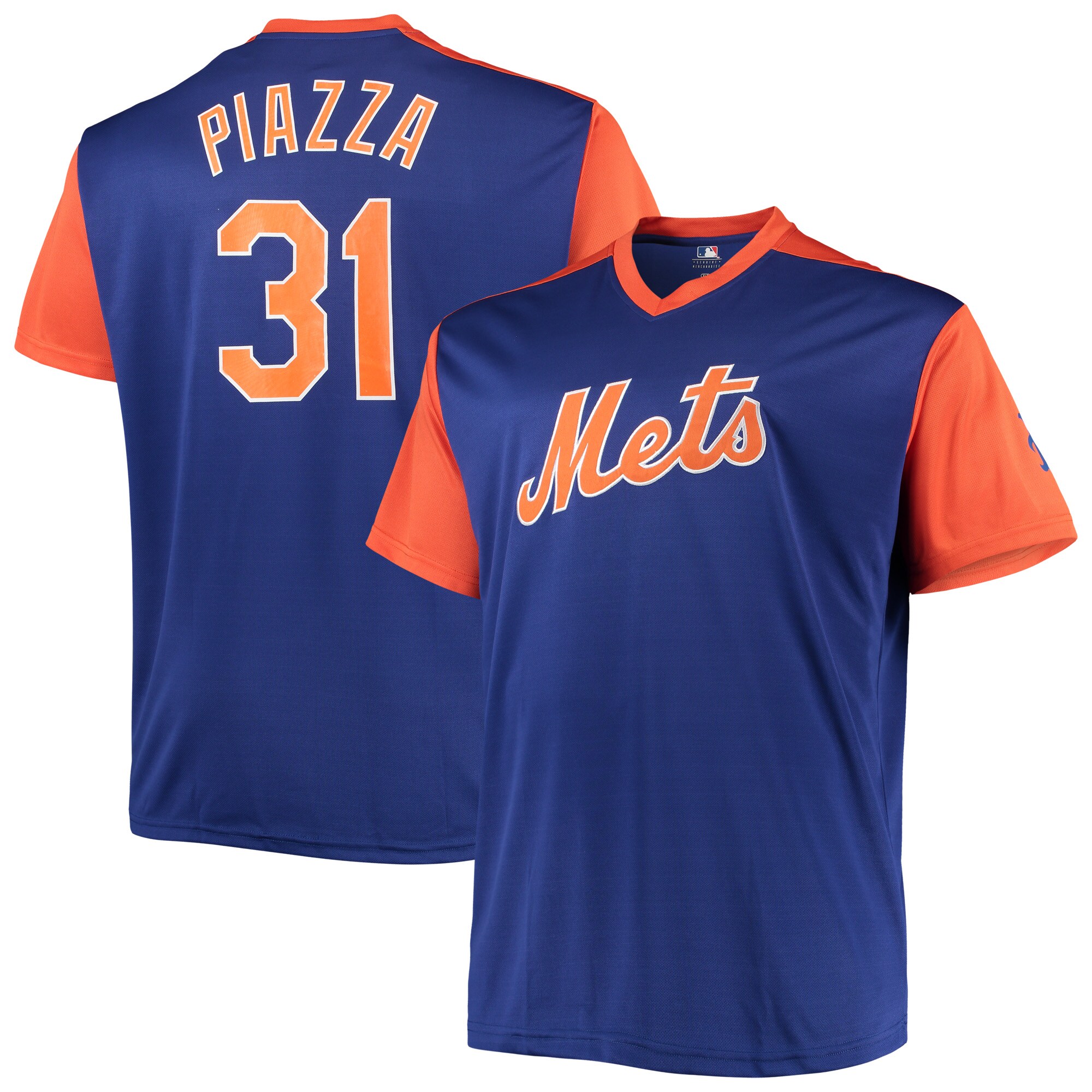 Mike Piazza New York Mets Cooperstown Collection Replica Player Jersey - Royal/Orange - vstockx