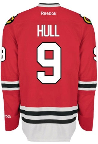 Chicago Blackhawks Mens Bobby Hull Premier Home Jersey with AUTHENTIC TACKLE-TWILL LETTERING - vstockx