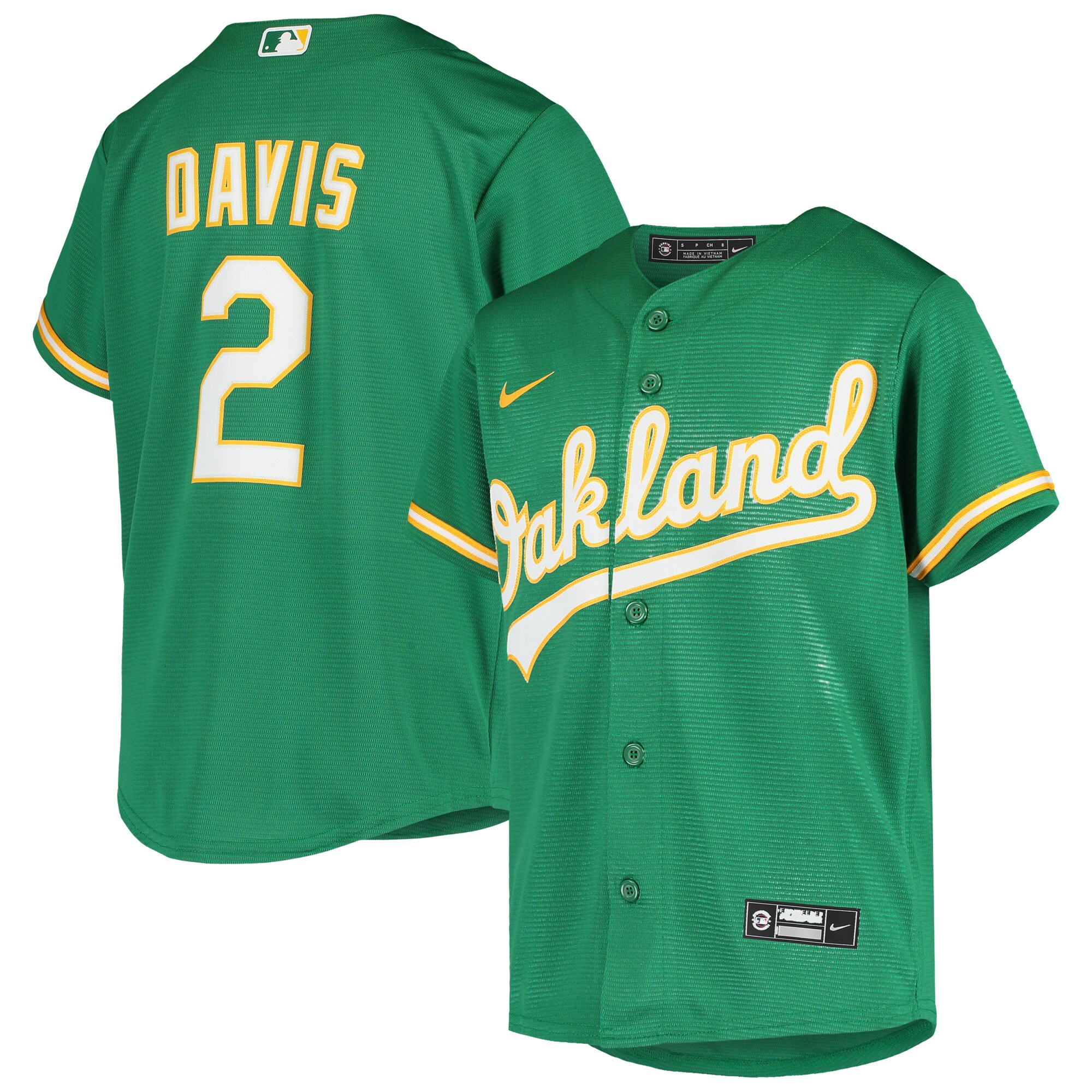 Khris Davis Oakland Athletics Nike Youth Alternate Replica Jersey - Green - vstockx