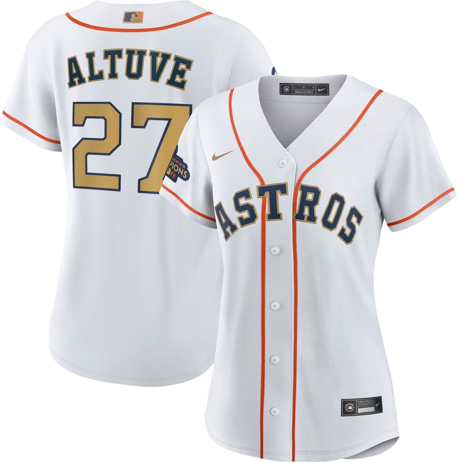 Nike Women's Houston Astros Gold Jose Altuve Replica Jersey - vstockx