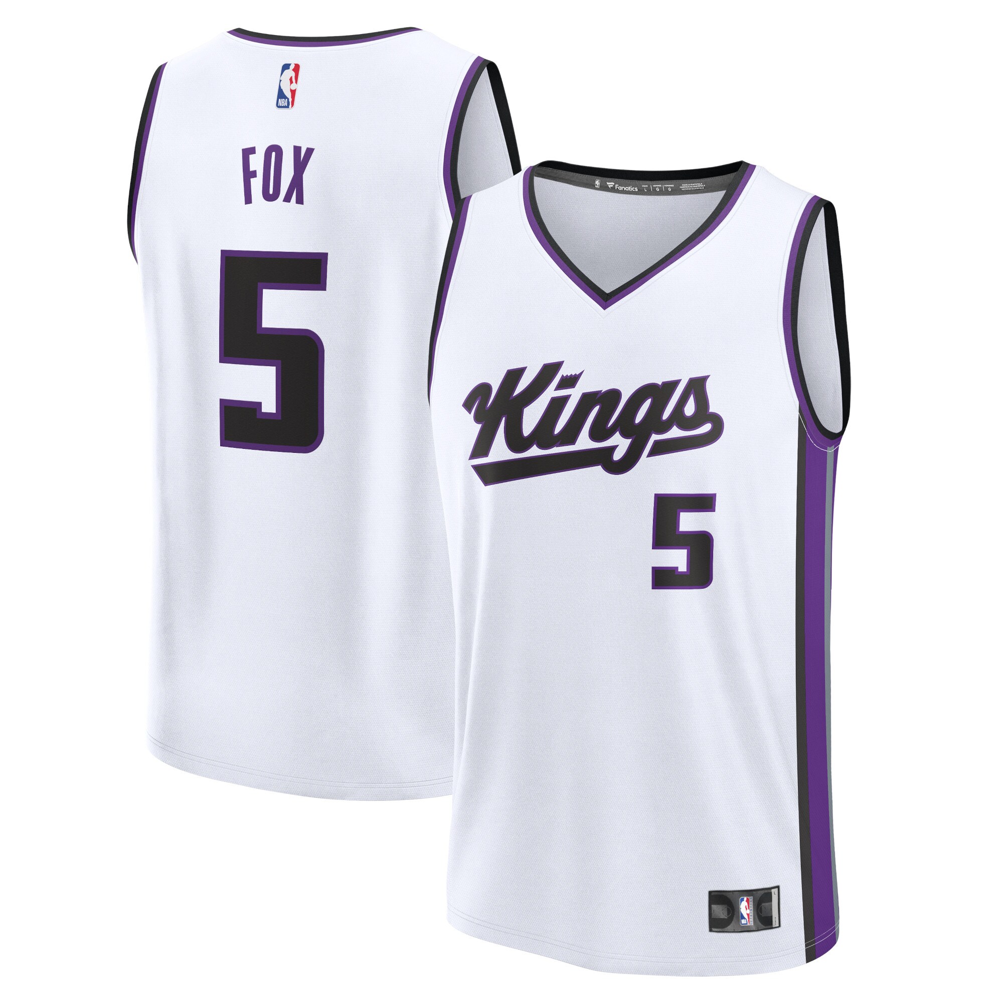 De'Aaron Fox Sacramento Kings Fanatics Branded 2023/24 Fast Break Replica Jersey - Association Edition - White - vstockx