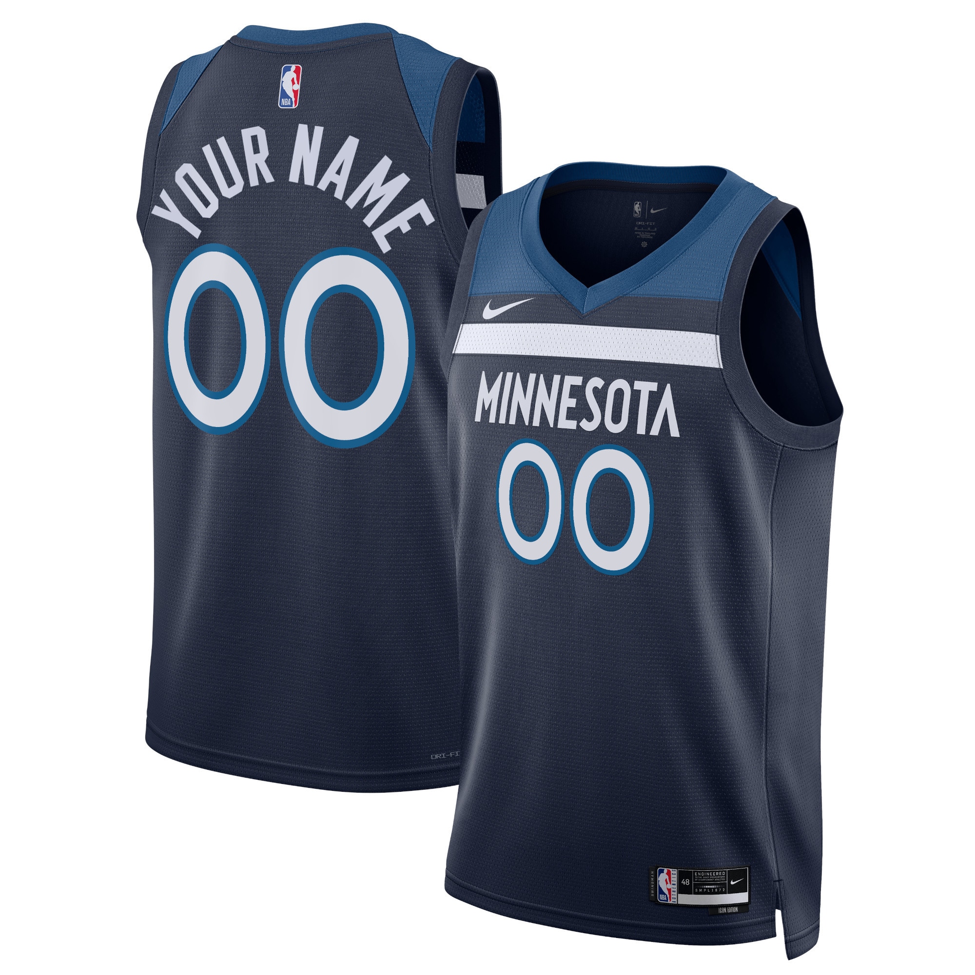 Minnesota Timberwolves Nike Unisex Swingman Custom Jersey Navy - Icon Edition - vstockx