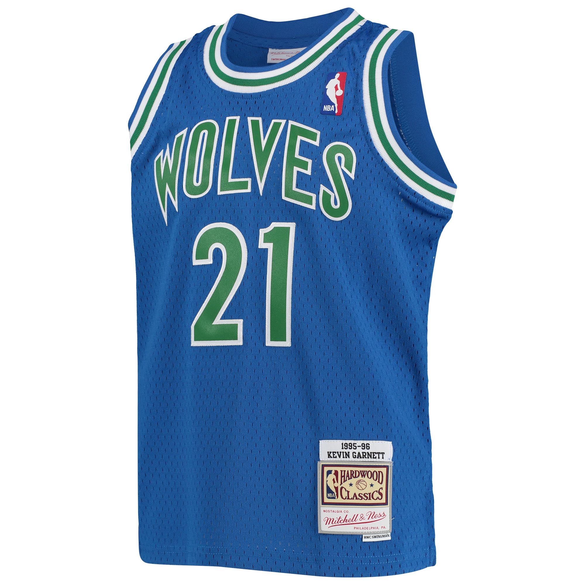 Kevin Garnett Minnesota Timberwolves Mitchell & Ness Youth 1995-96 Hardwood Classics Swingman Jersey - Blue - vstockx