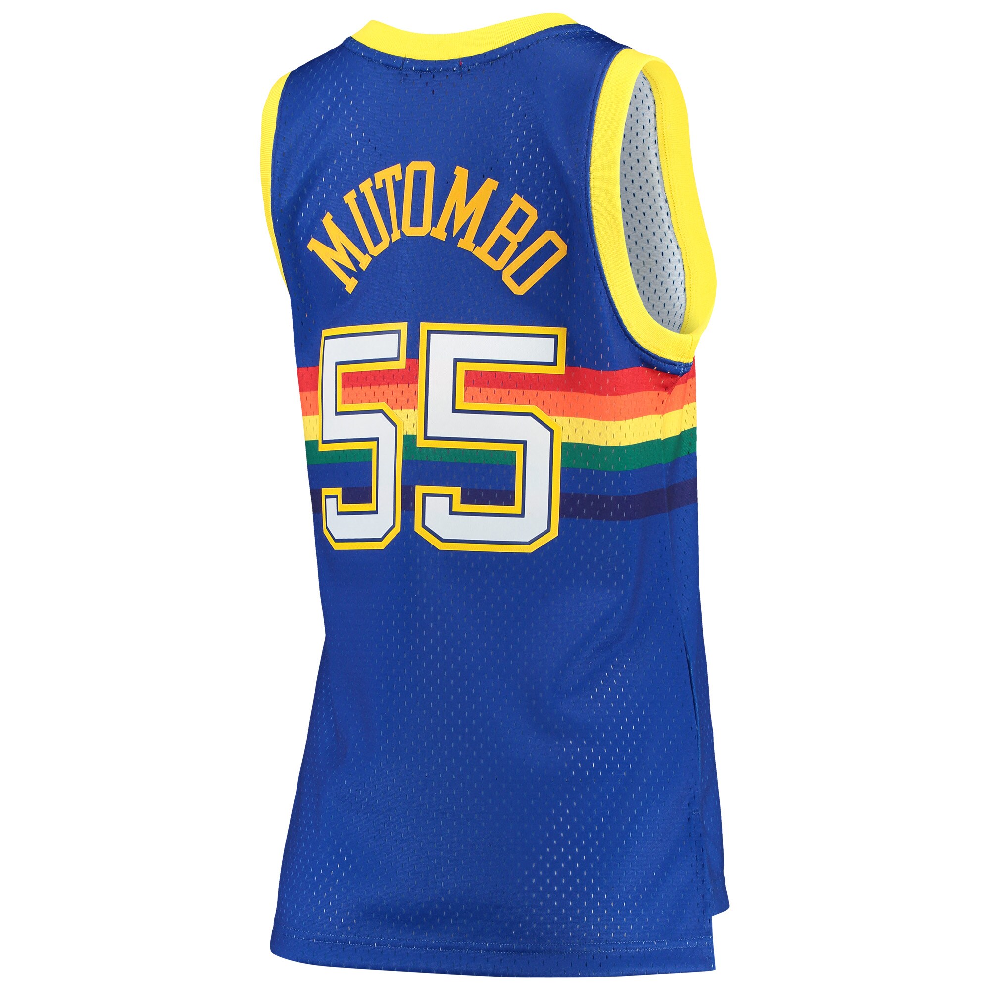 Dikembe Mutombo Denver Nuggets Mitchell & Ness Women's Royal 1991-92 Hardwood Classics Swingman Jersey - vstockx