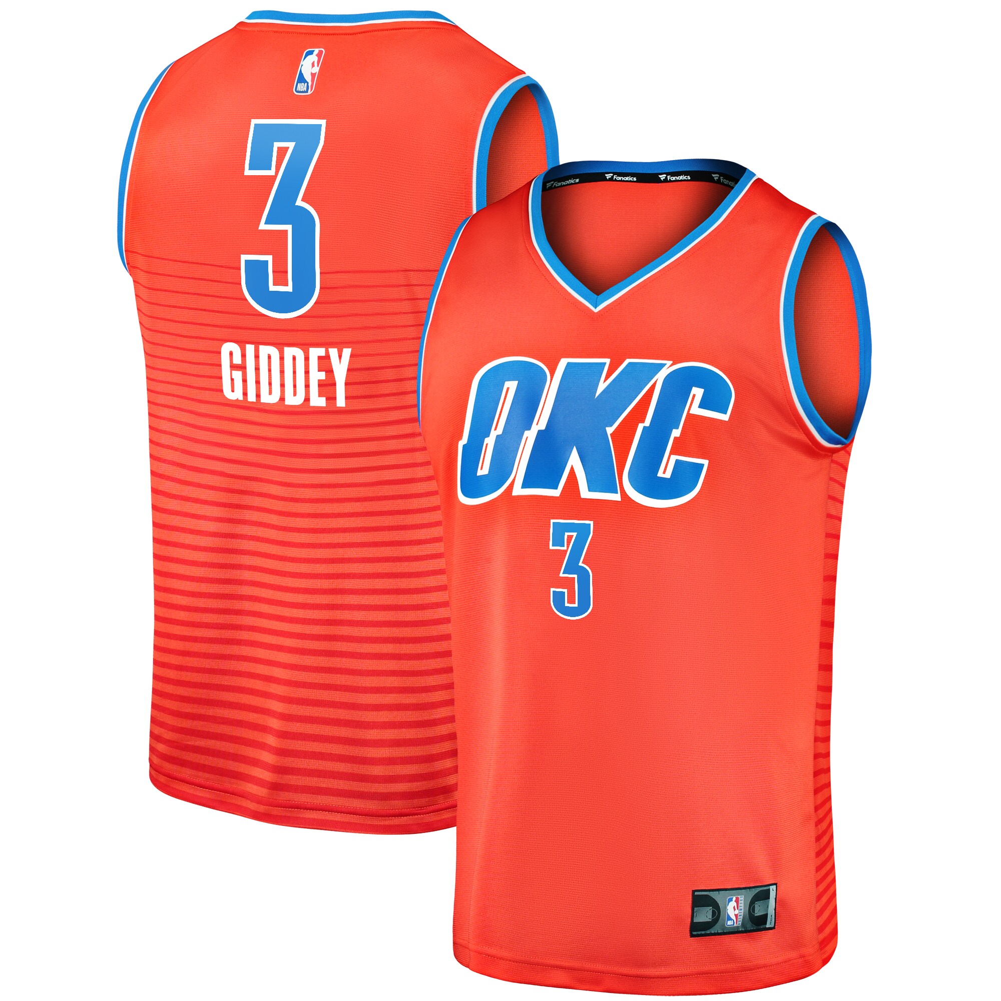 Josh Giddey Oklahoma City Thunder Fanatics Branded Fast Break Replica Player Jersey - Statement Edition - Orange - vstockx