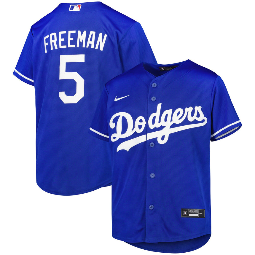 Youth Freddie Freeman Los Angeles Dodgers Blue Alternate Replica Player Jersey - vstockx