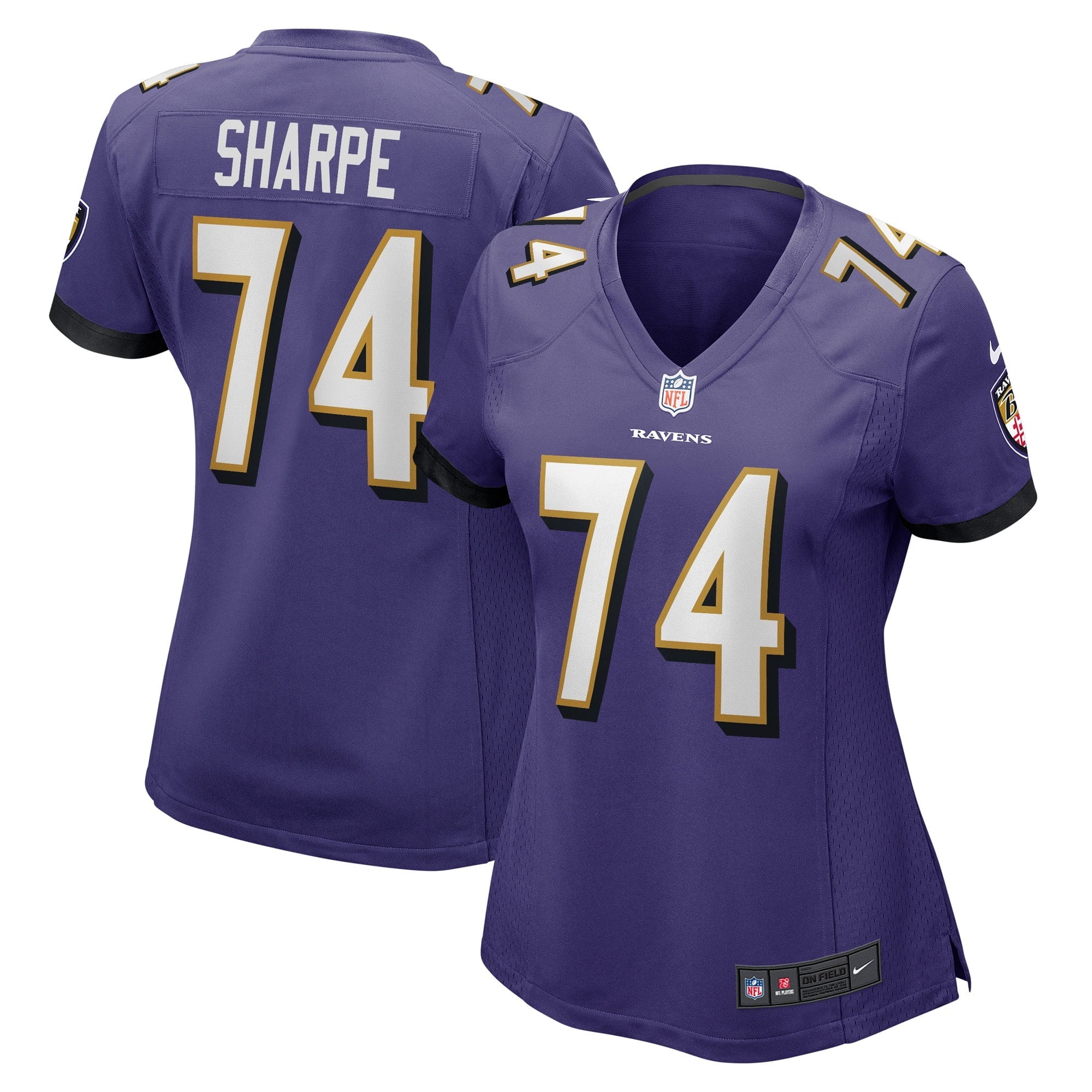 Women's Nike David Sharpe Purple Baltimore Ravens Game Player Jersey - vstockx