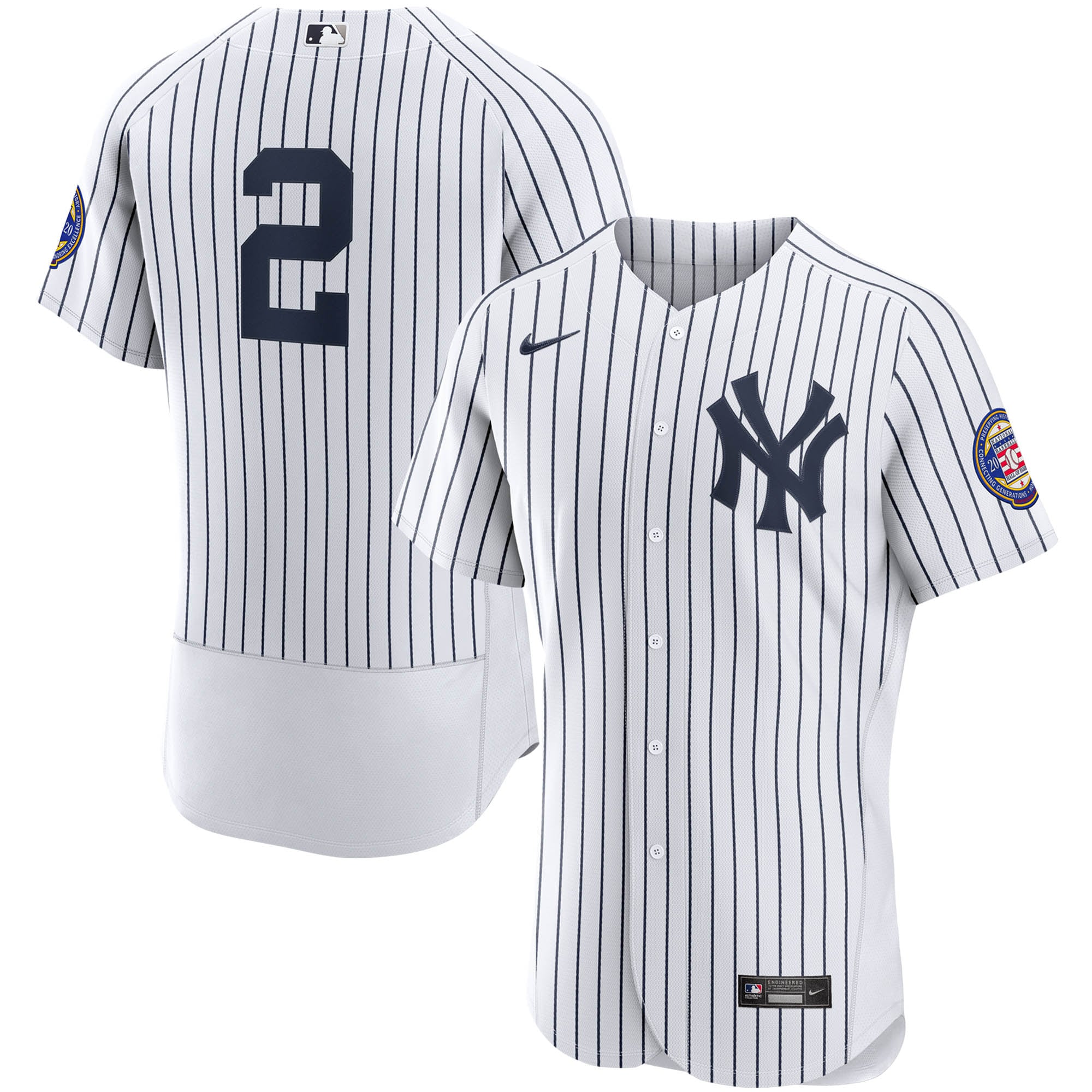 Derek Jeter New York Yankees Nike 2020 Hall of Fame Induction Patch Authentic Jersey - White/Navy - vstockx