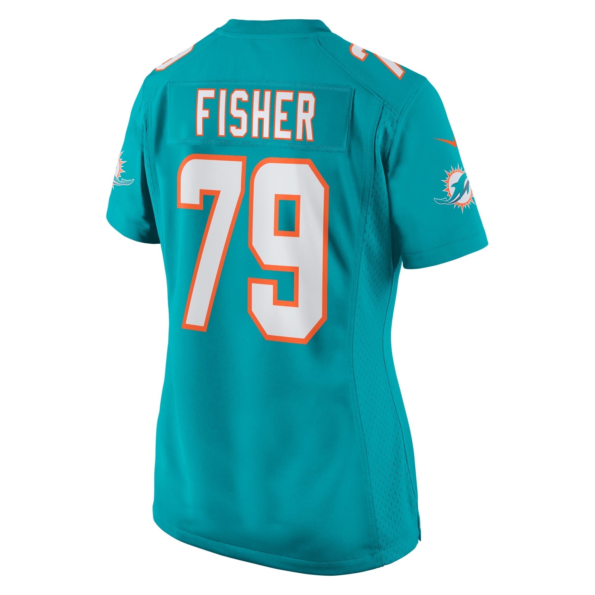 Women's Nike Eric Fisher Aqua Miami Dolphins Home Game Player Jersey - vstockx