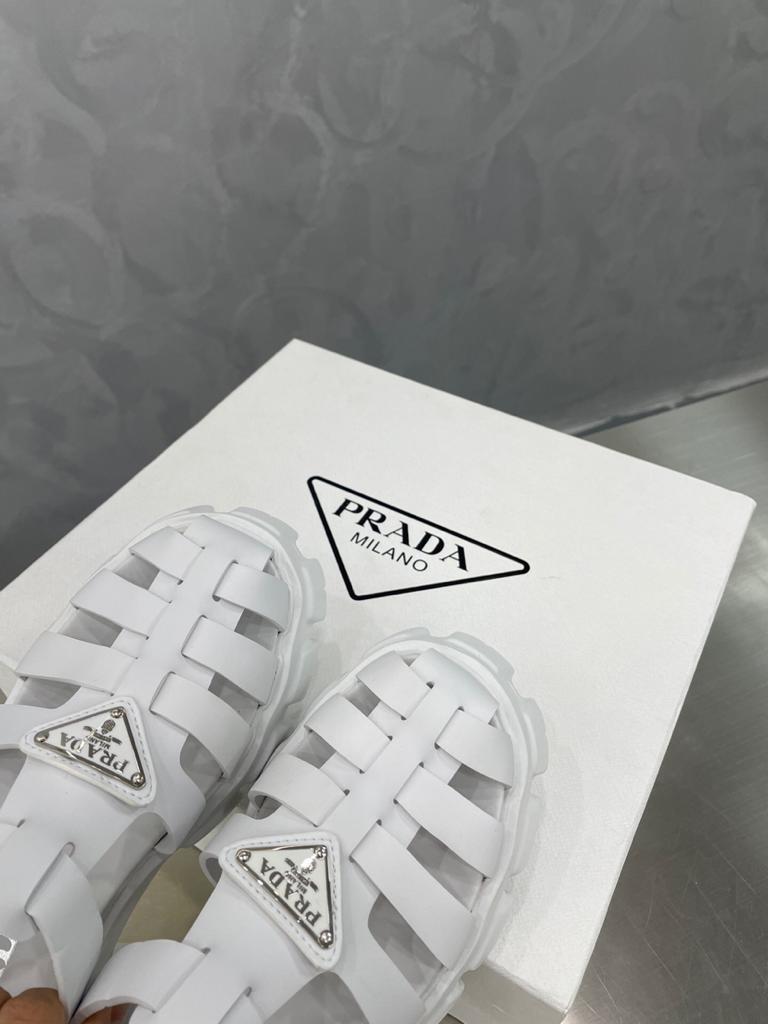 Prada Monolith Foam Rubber 55mm Sandals White - vstockx