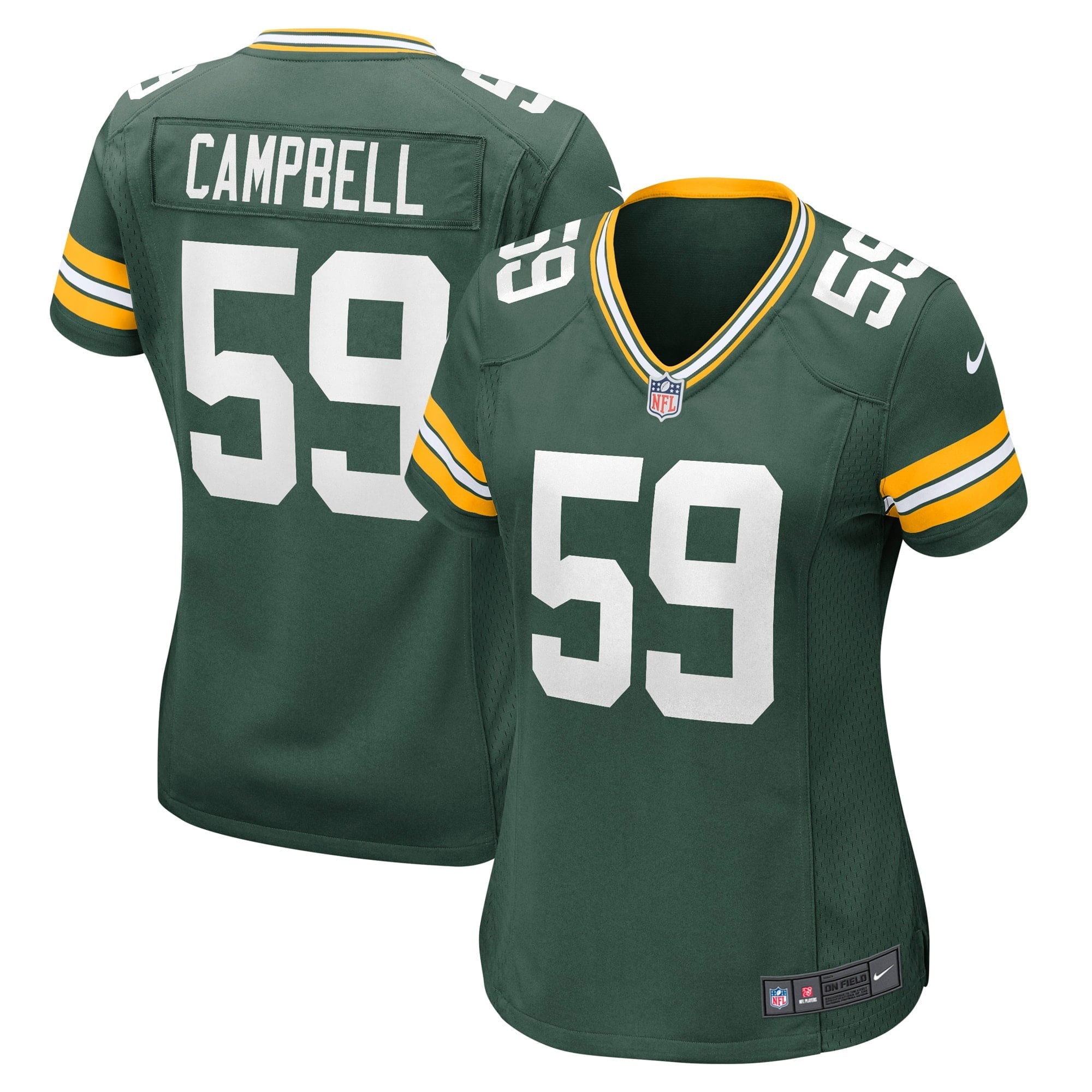 Women's Nike De'Vondre Campbell Green Green Bay Packers Game Jersey - vstockx