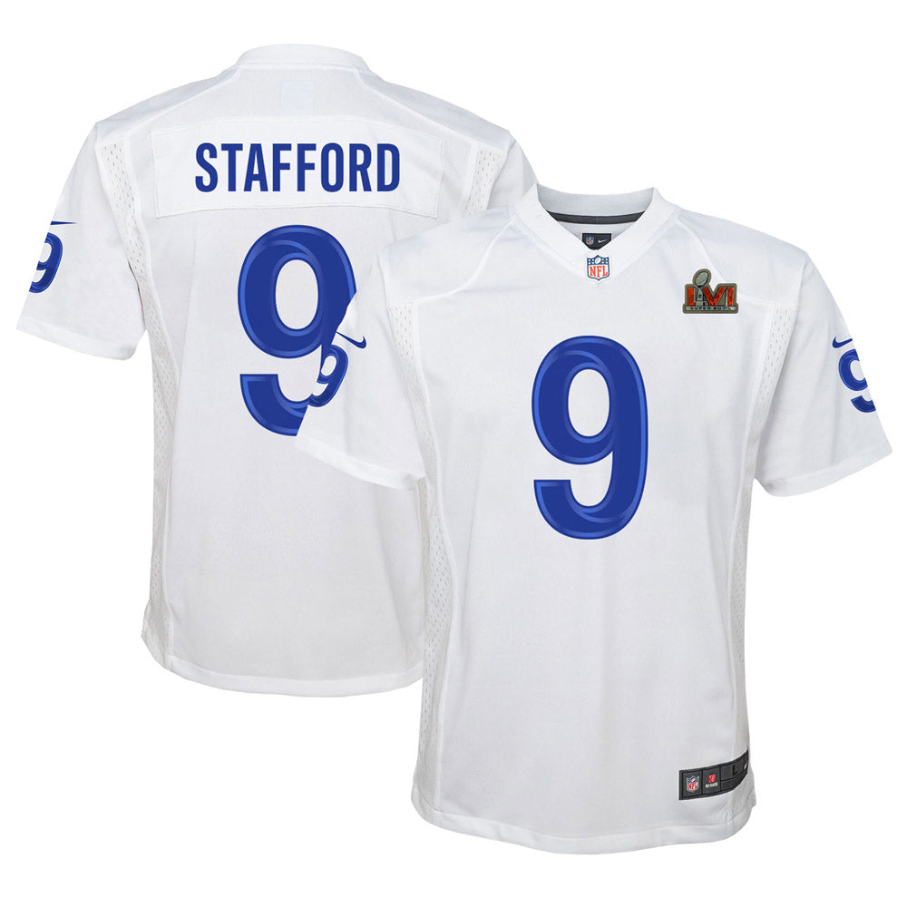 Youth Los Angeles Rams Matthew Stafford Super Bowl LVI Game Patch Jersey White - vstockx
