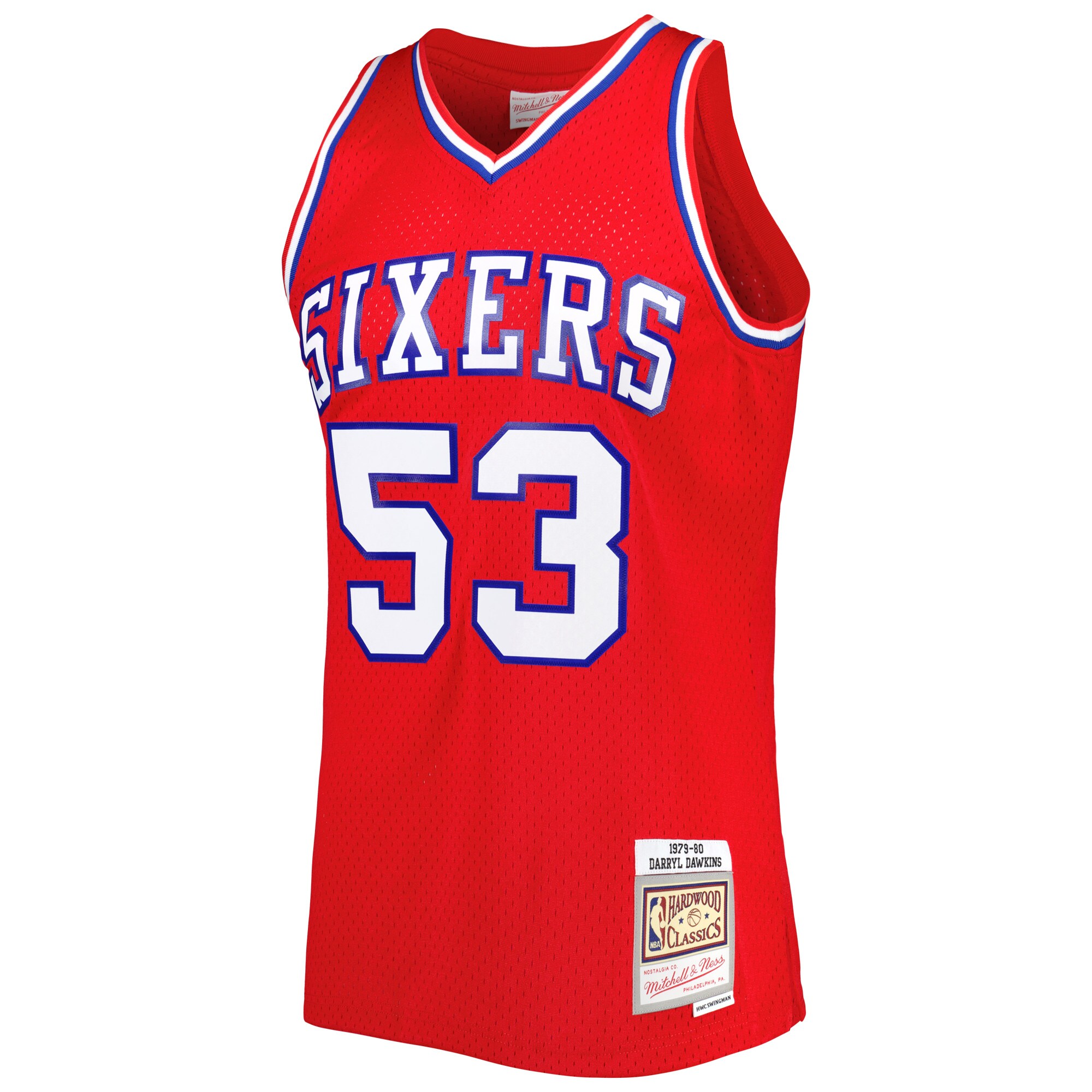 Darryl Dawkins Philadelphia 76ers Mitchell & Ness Hardwood Classics 1979/80 Swingman Jersey - Red - vstockx