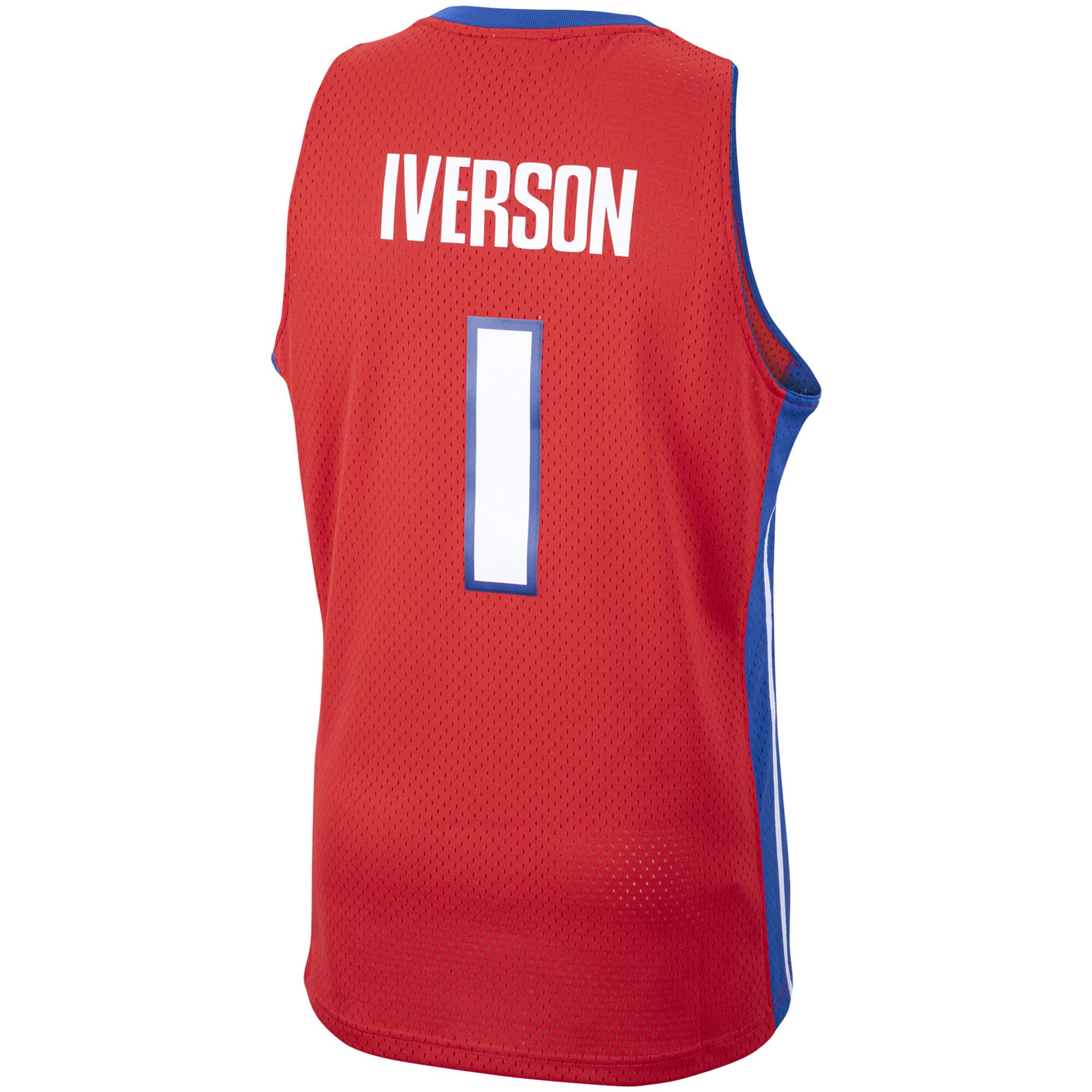 Allen Iverson Detroit Pistons Mitchell & Ness Hardwood Classics Swingman Jersey - Red - vstockx