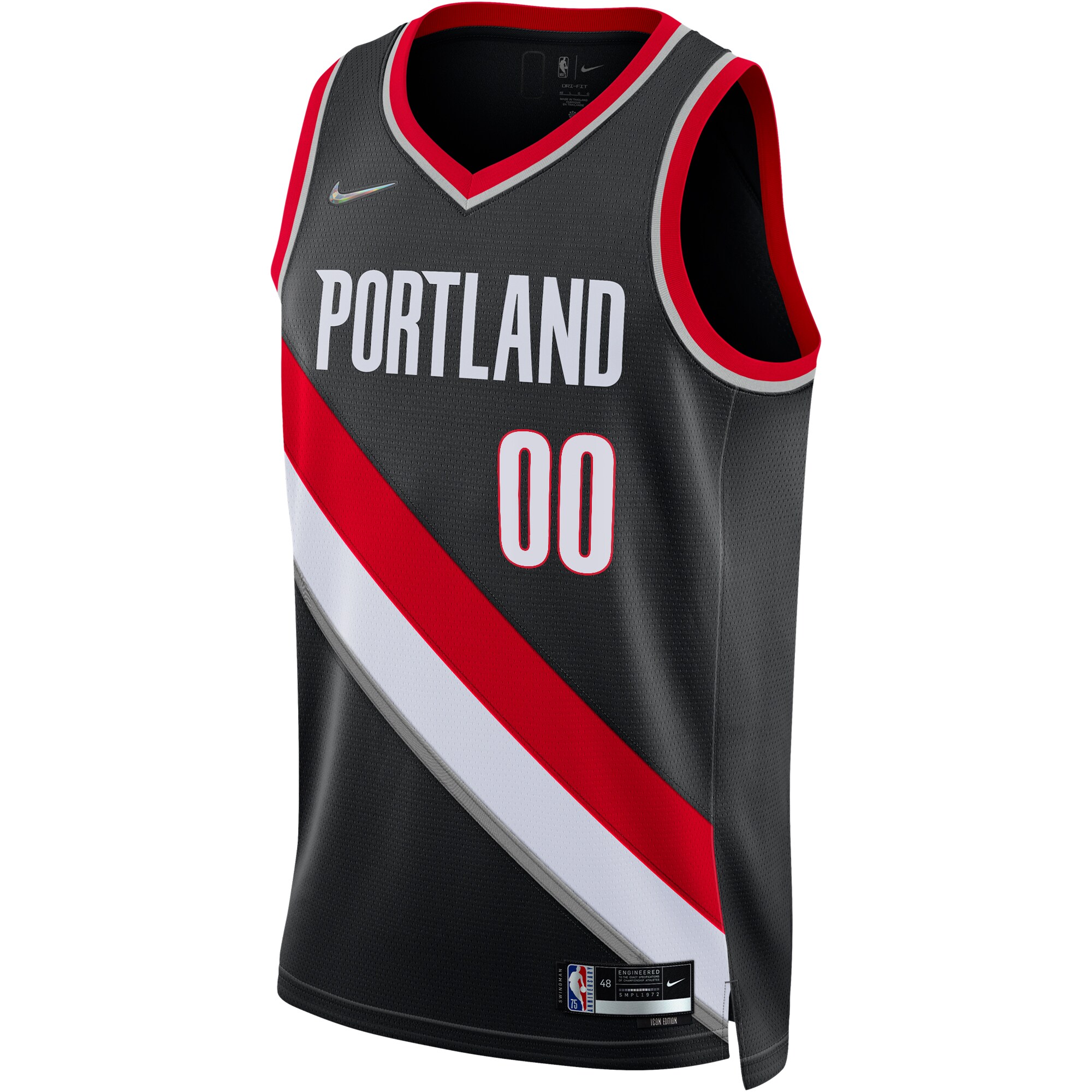 Portland Trail Blazers Nike 2021/22 Diamond Swingman Custom Jersey - Icon Edition - Black - vstockx