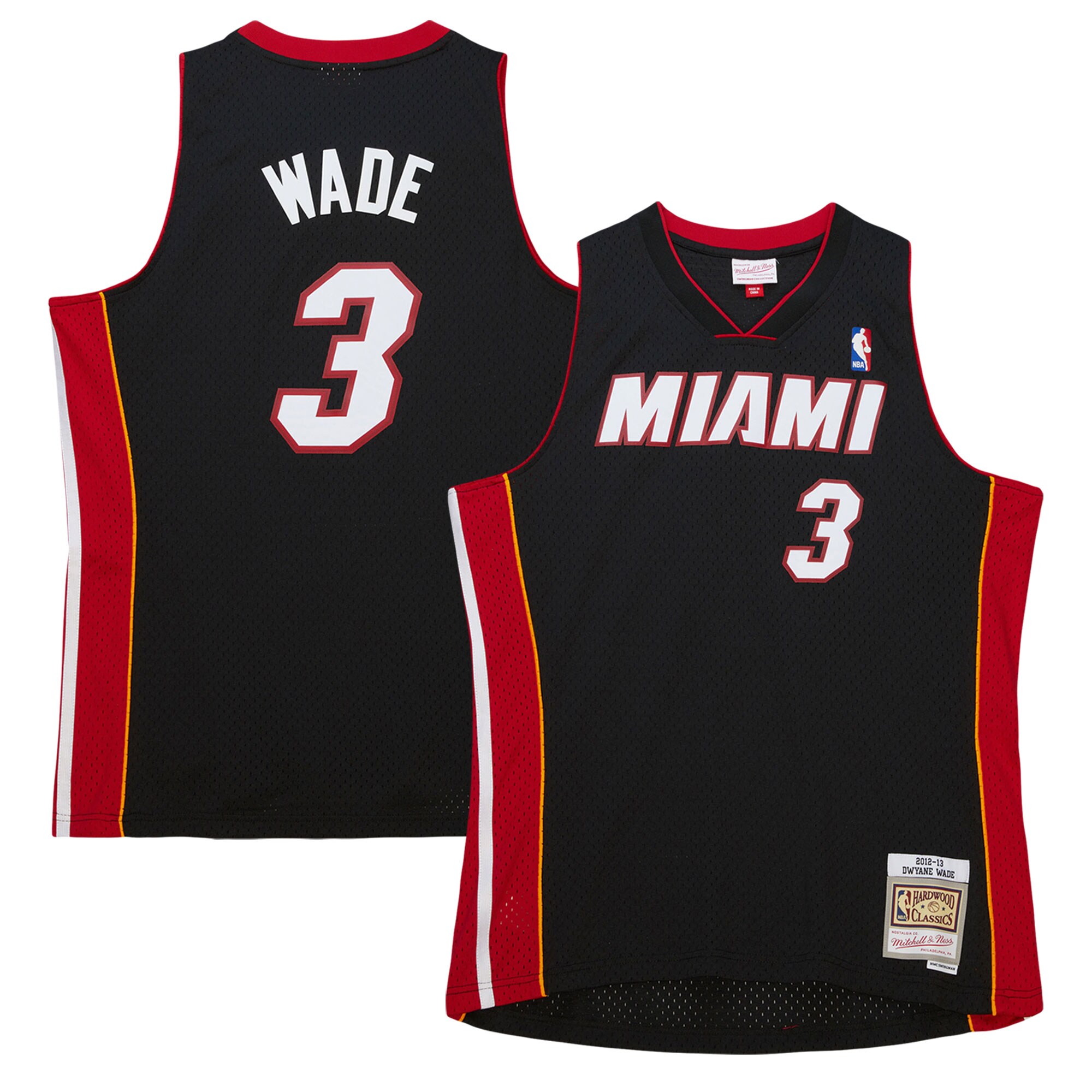 Dwyane Wade Miami Heat Mitchell & Ness Hardwood Classics Swingman Jersey - Black - vstockx