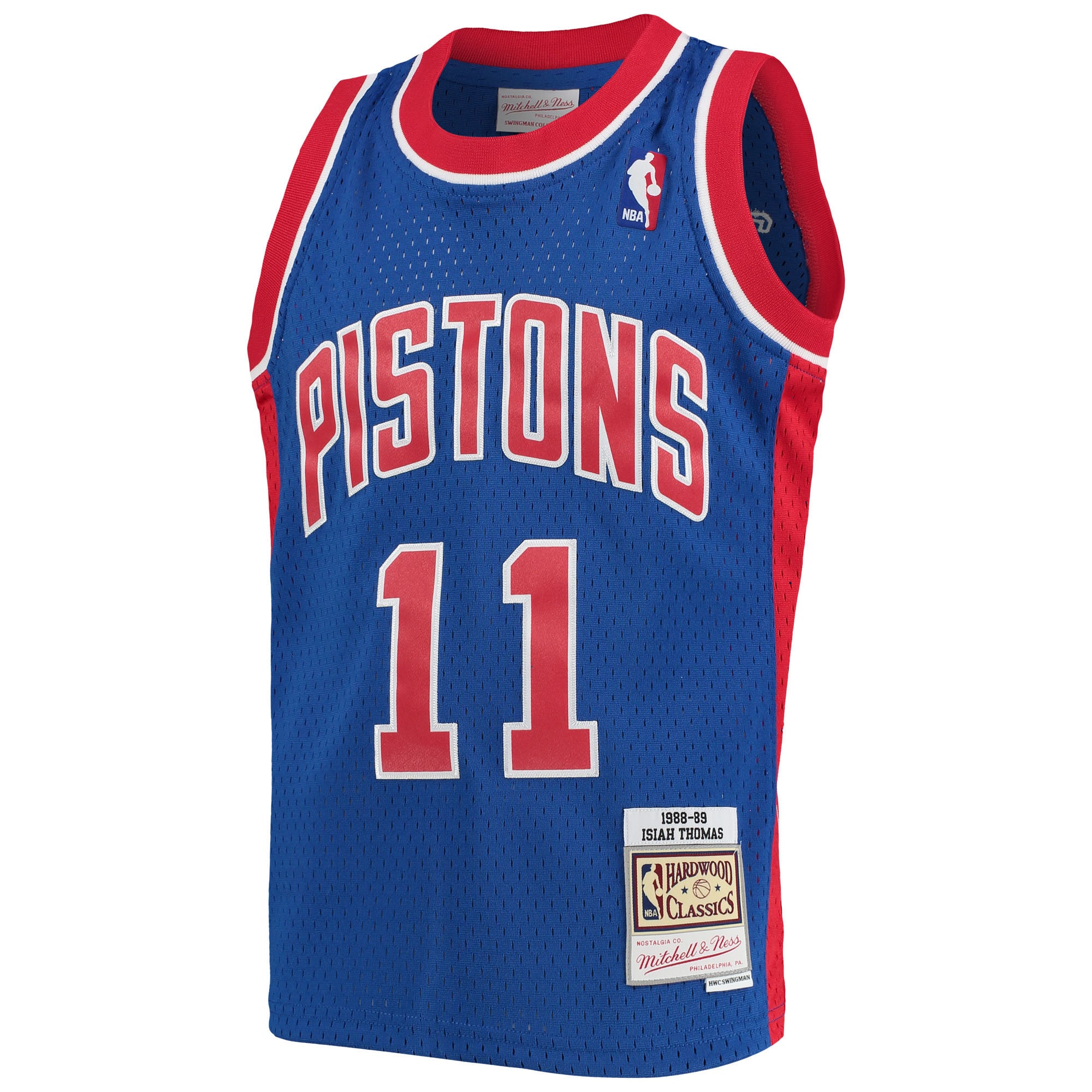 Isaiah Thomas Detroit Pistons Mitchell & Ness Youth 1988-89 Hardwood Classics Swingman Jersey - Blue - vstockx