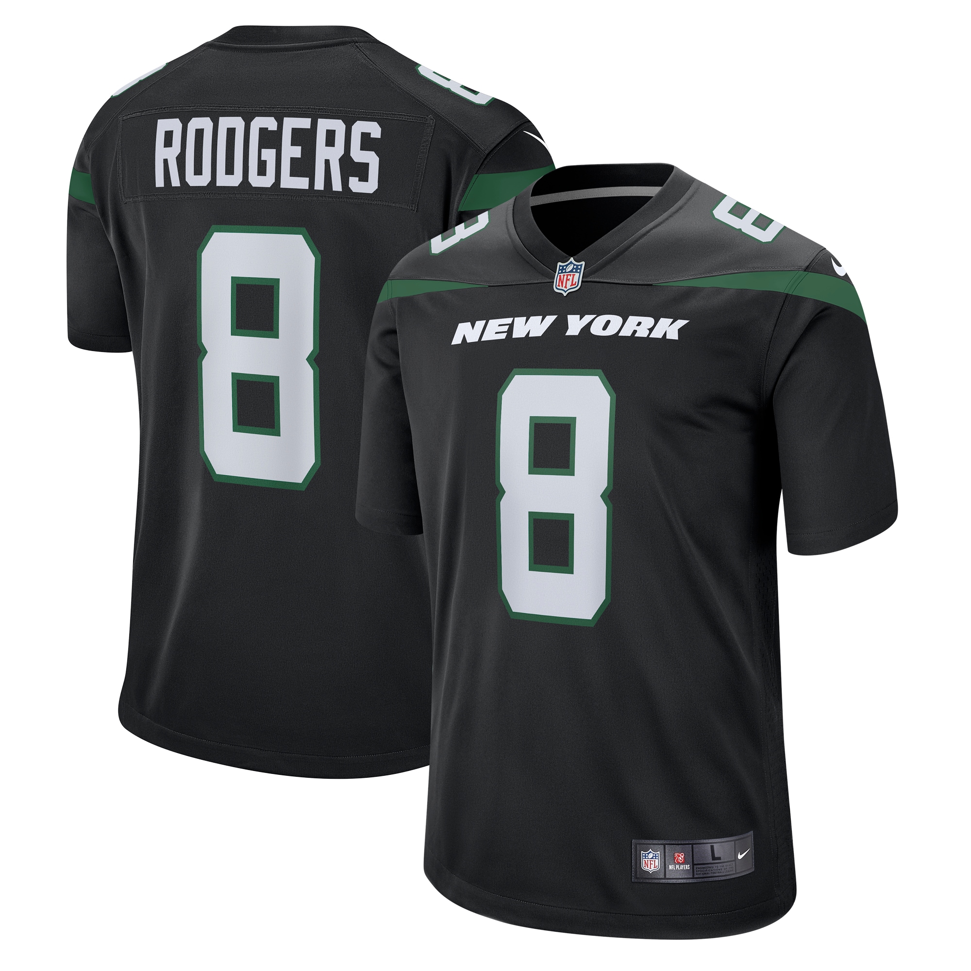 Aaron Rodgers New York Jets Nike Youth Game Jersey - Black - vstockx