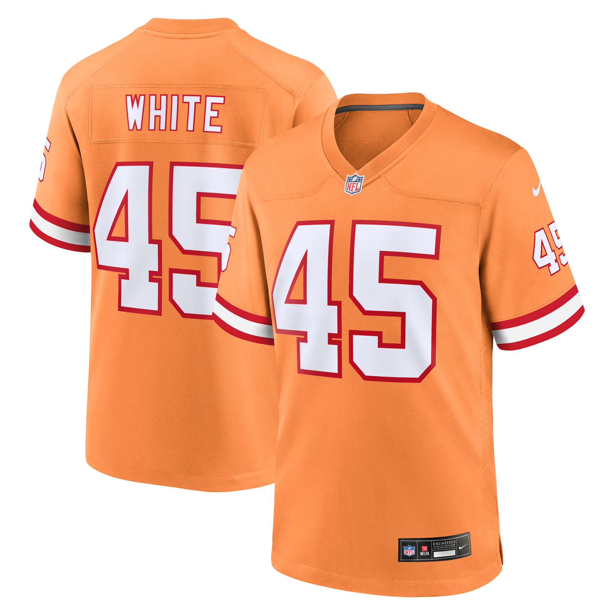 Devin White Tampa Bay Buccaneers Nike Throwback Game Jersey - Orange - vstockx