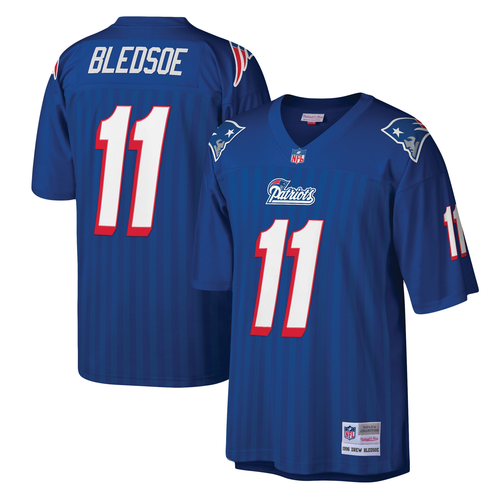 Drew Bledsoe New England Patriots Mitchell & Ness Legacy Replica Jersey - Royal - vstockx