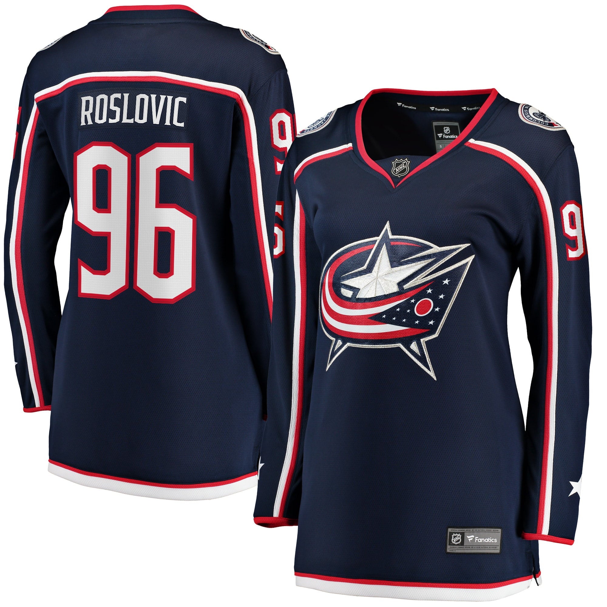 Women's Fanatics Branded Jack Roslovic Navy Columbus Blue Jackets Home Breakaway Jersey - vstockx