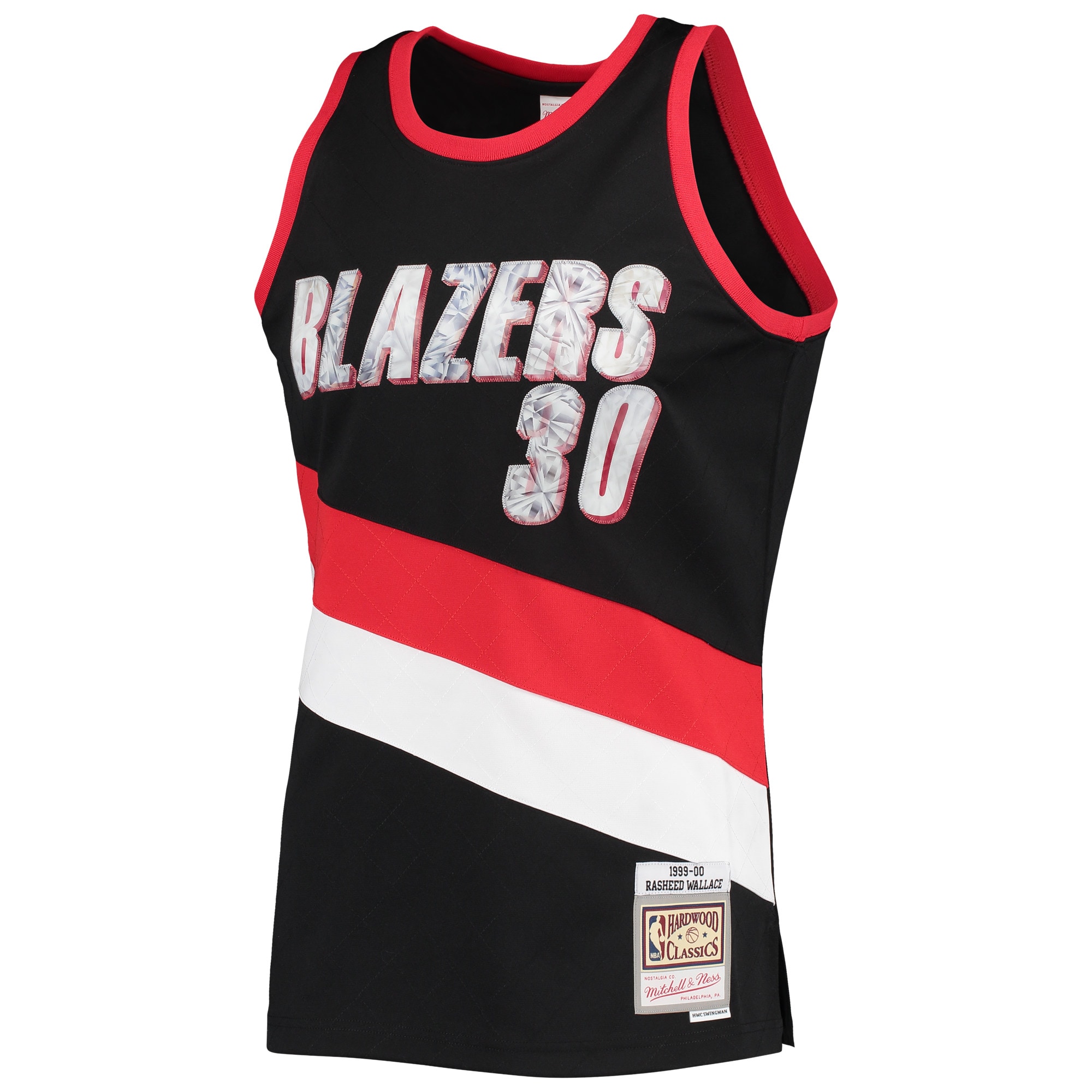 Rasheed Wallace Portland Trail Blazers Mitchell & Ness 1996-97 Hardwood Classics NBA 75th Anniversary Diamond Swingman Jersey - Black - vstockx