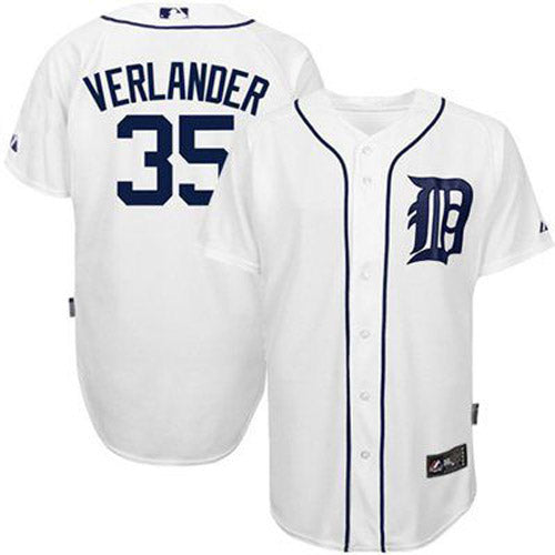 Men's Detroit Tigers Justin Verlander Replica Home Jersey - White - vstockx