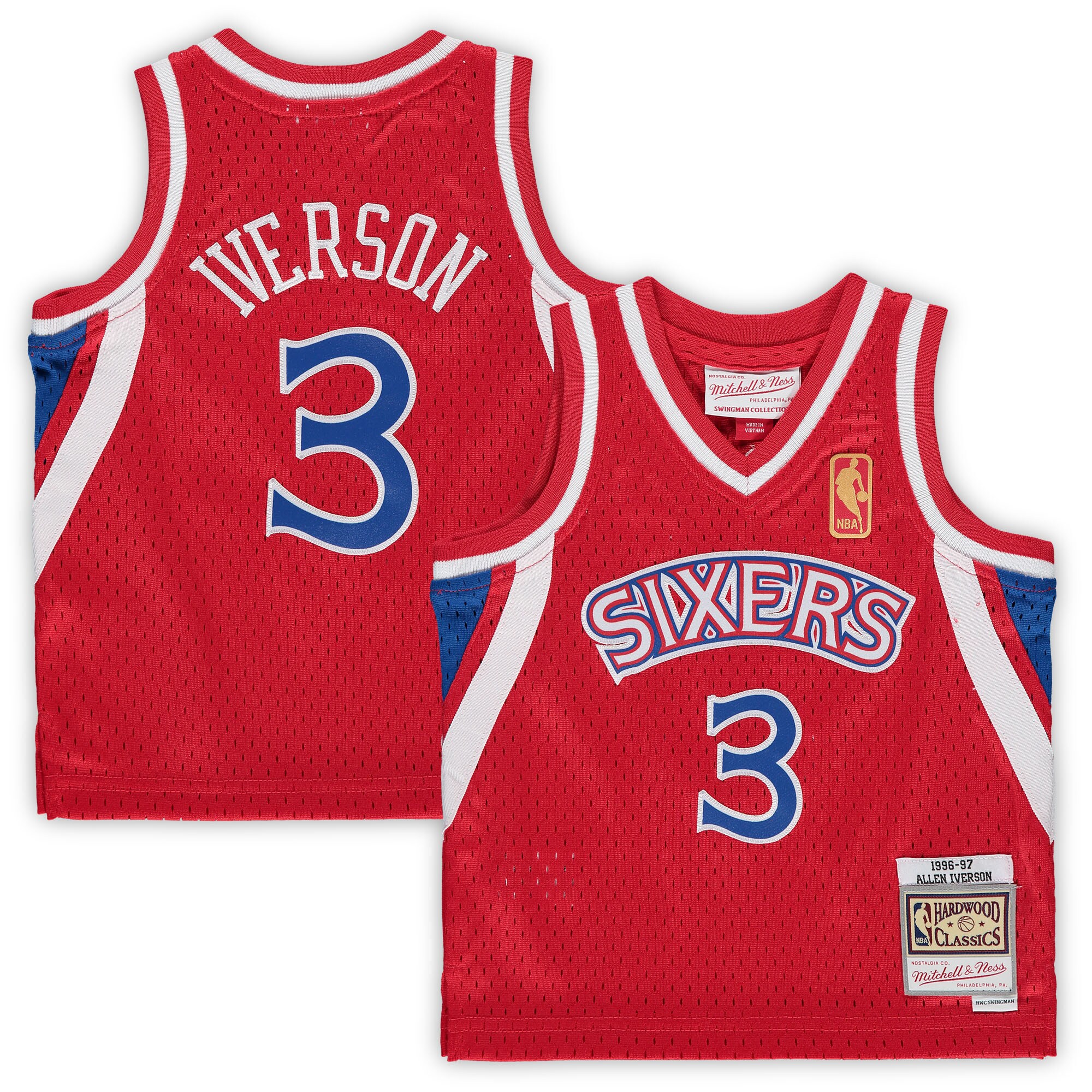 Allen Iverson Philadelphia 76ers Mitchell & Ness Infant 1996/97 Hardwood Classics Retired Player Jersey - Red - vstockx