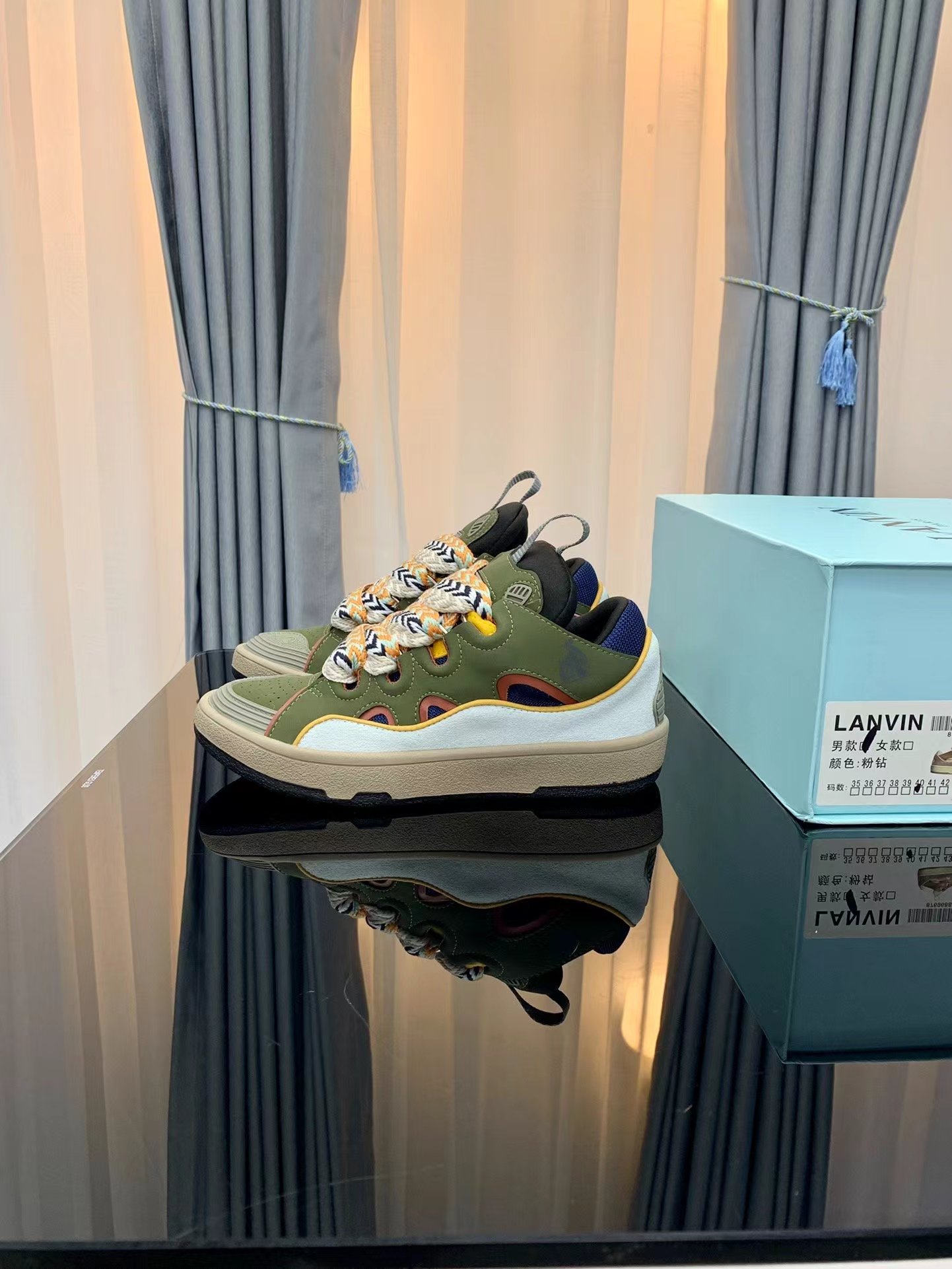 Lanvin Leather Curb army green - vstockx