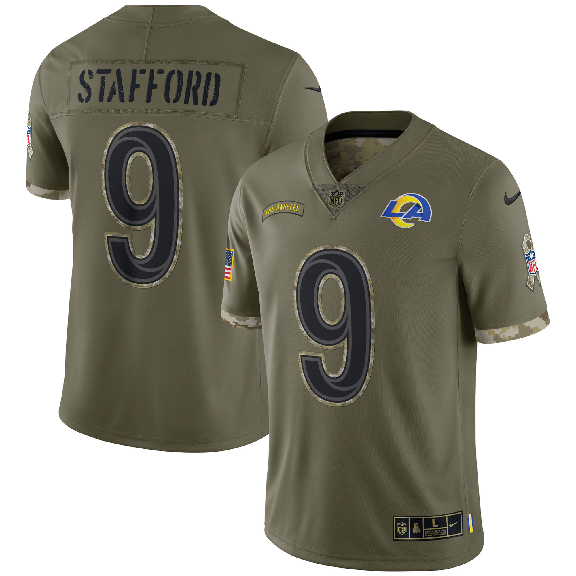 Matthew Stafford Los Angeles Rams Nike 2022 Salute To Service Limited Jersey - Olive - vstockx