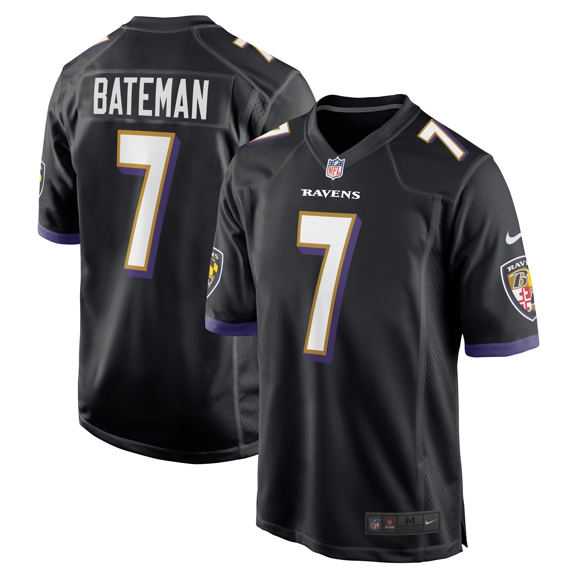Men's Nike Rashod Bateman Black Baltimore Ravens Game Player Jersey - vstockx
