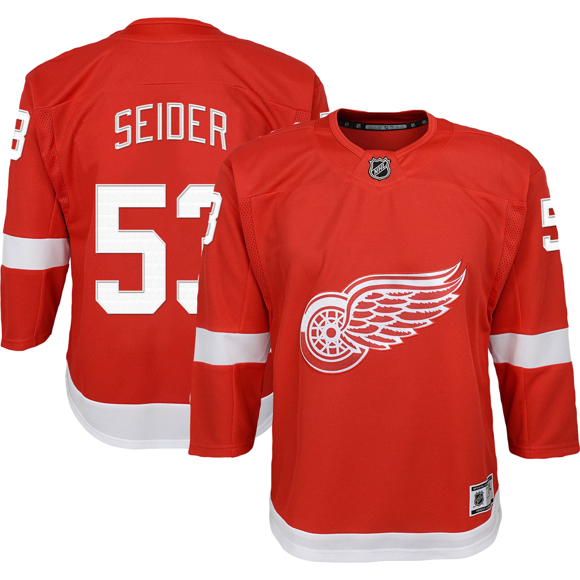 Moritz Seider Detroit Red Wings Youth 2022/23 Premier Player Jersey - Red - vstockx
