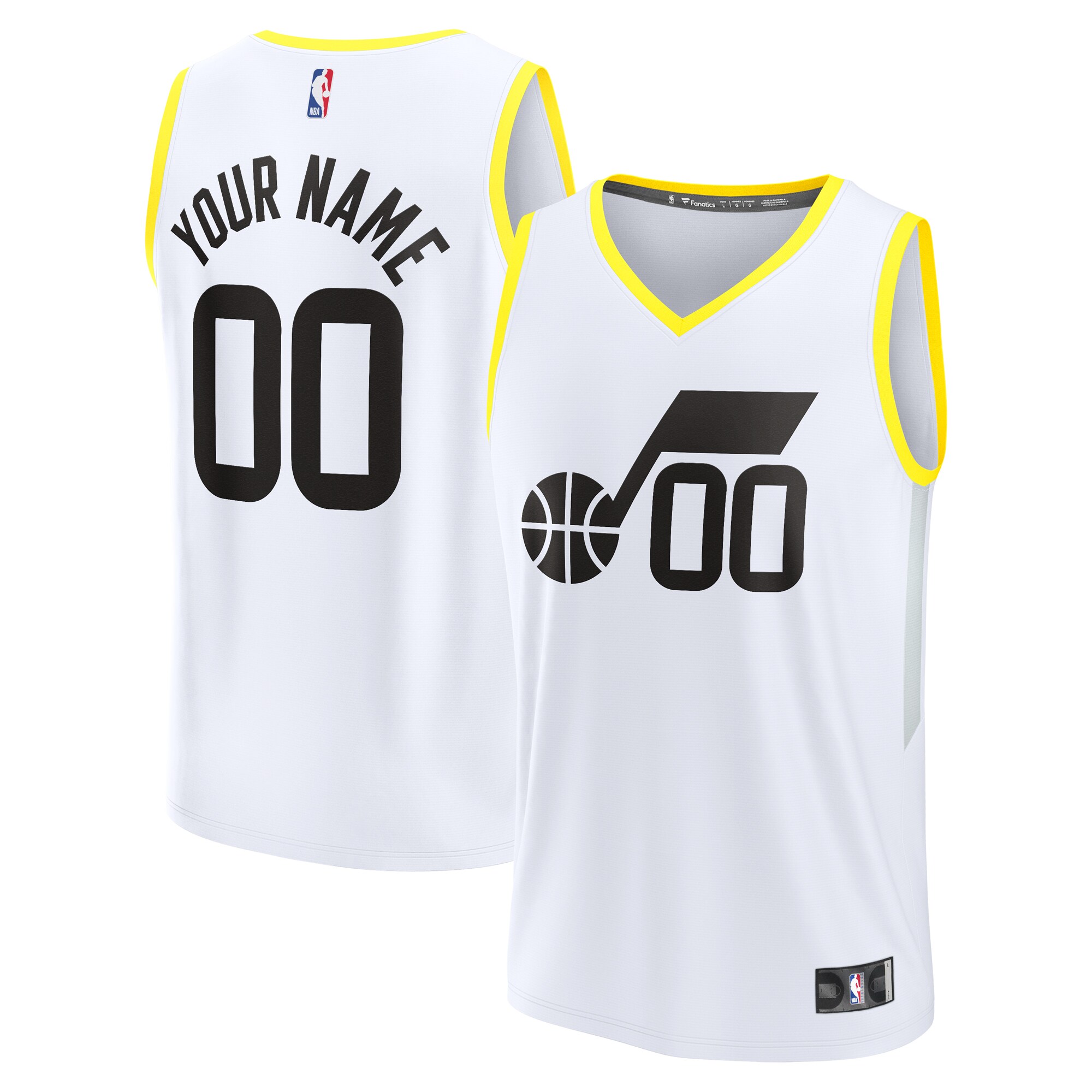 Utah Jazz Fanatics Branded Fast Break Custom Replica Jersey - Association Edition - White - vstockx