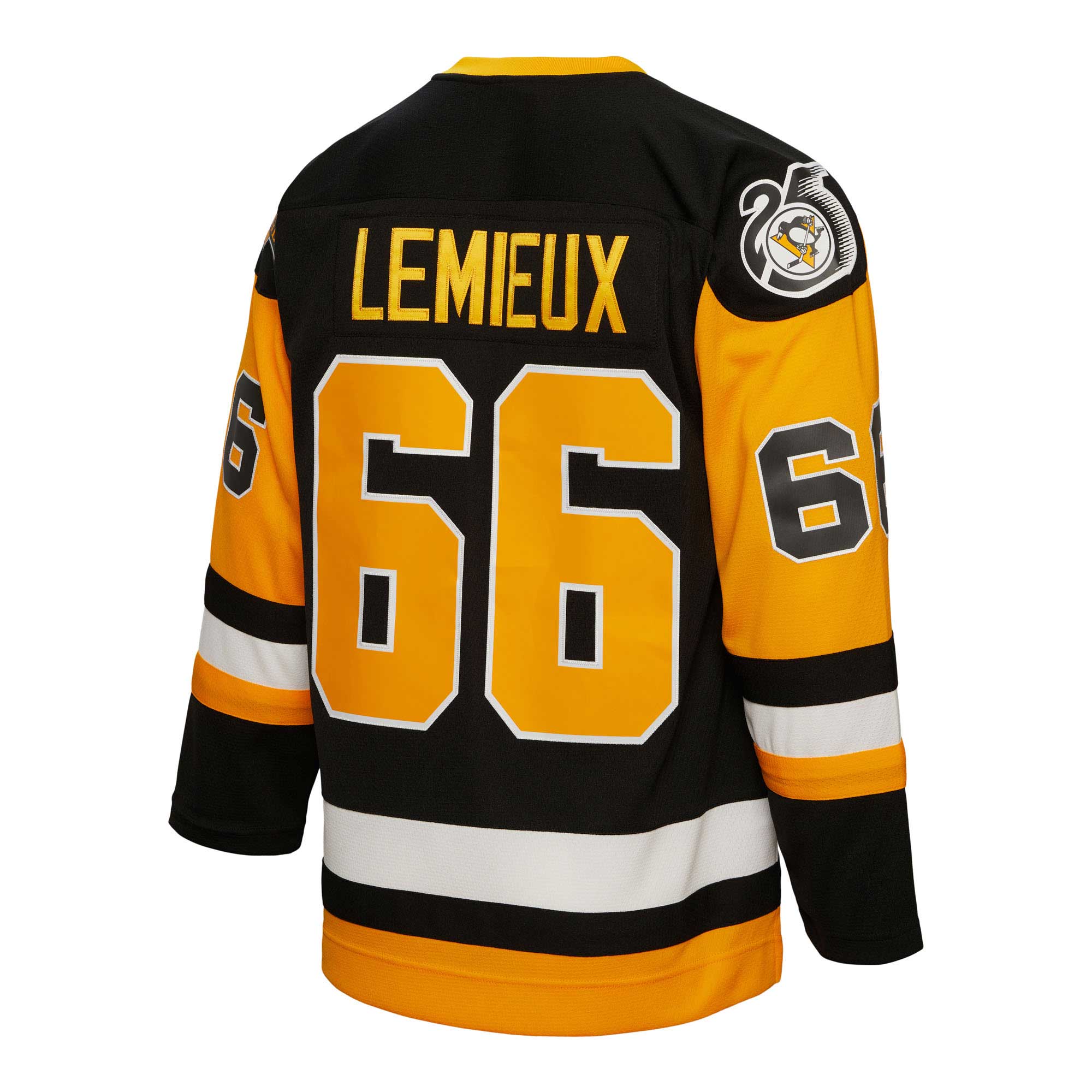 Mario Lemieux Pittsburgh Penguins Mitchell & Ness 1991/92 Captain Patch Blue Line Player Jersey - Black - vstockx