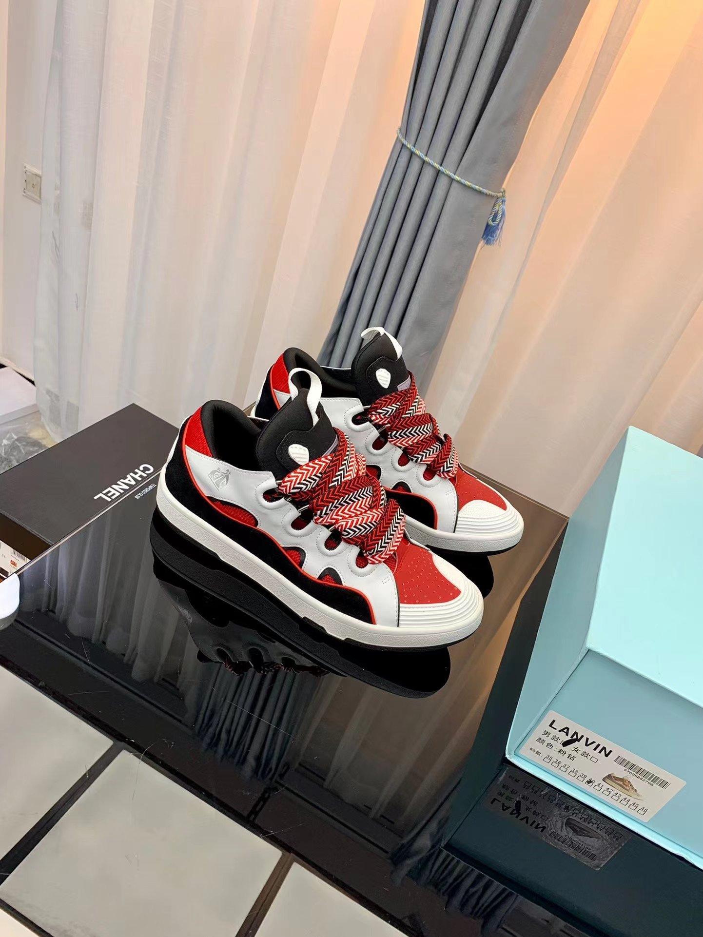 Lanvin Leather Curb Red and white - vstockx