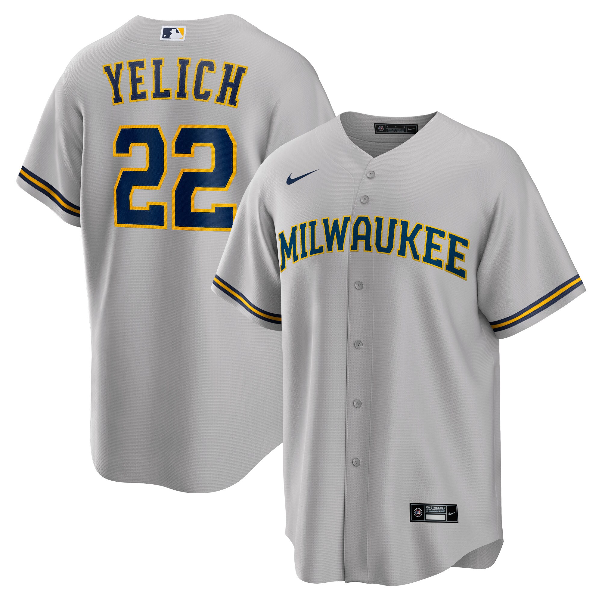 Christian Yelich Milwaukee Brewers Nike Alternate Replica Player Jersey - Gray - vstockx