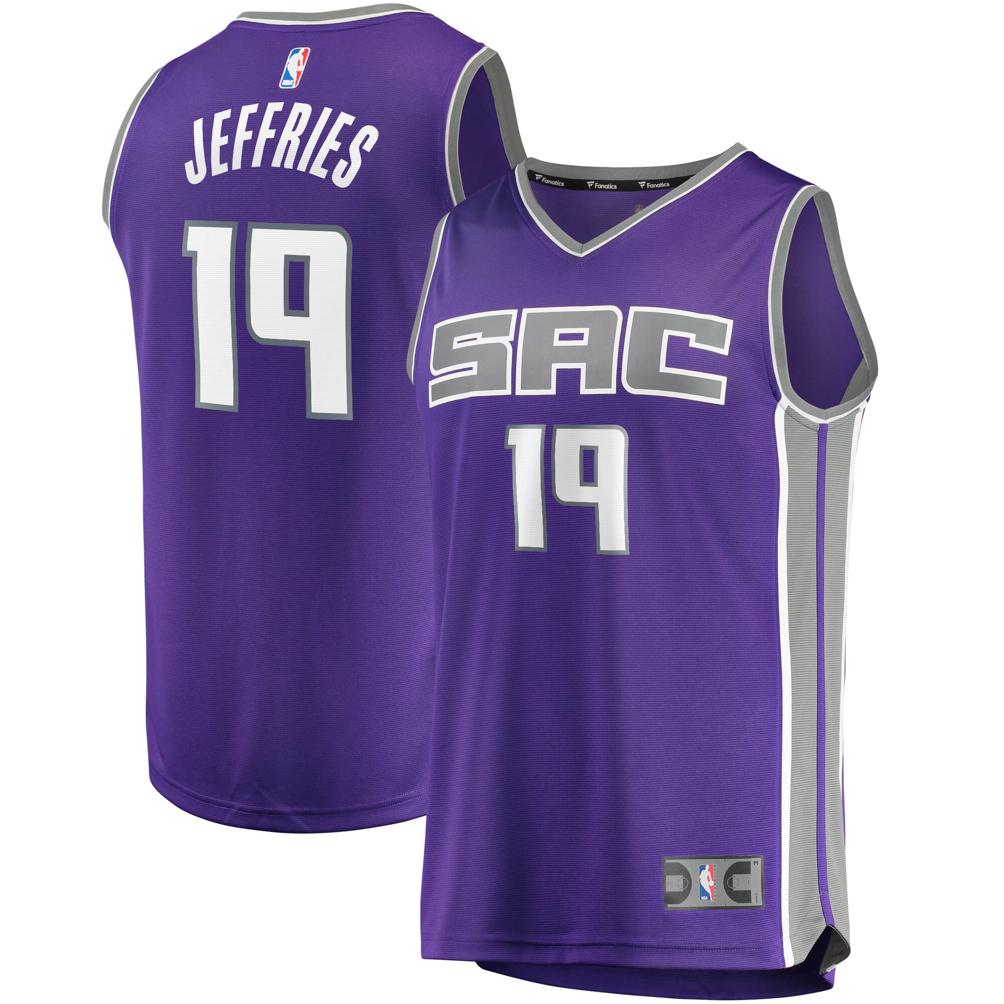 DaQuan Jeffries Sacramento Kings Fanatics Branded Fast Break Player Jersey - Icon Edition - Purple - vstockx