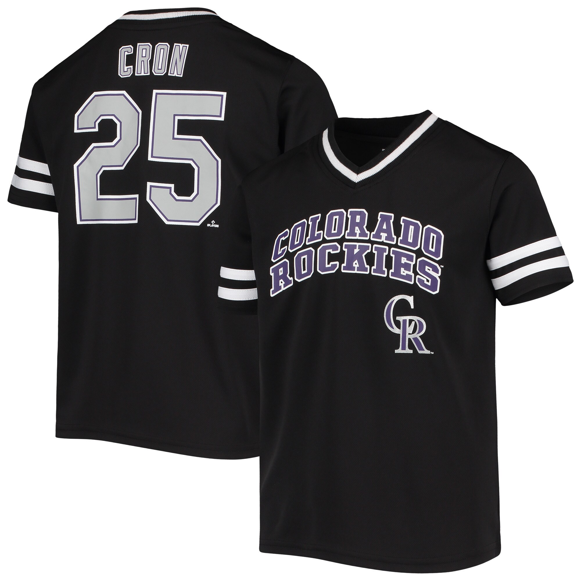 Youth CJ Cron Black Colorado Rockies Player Logo Jersey - vstockx