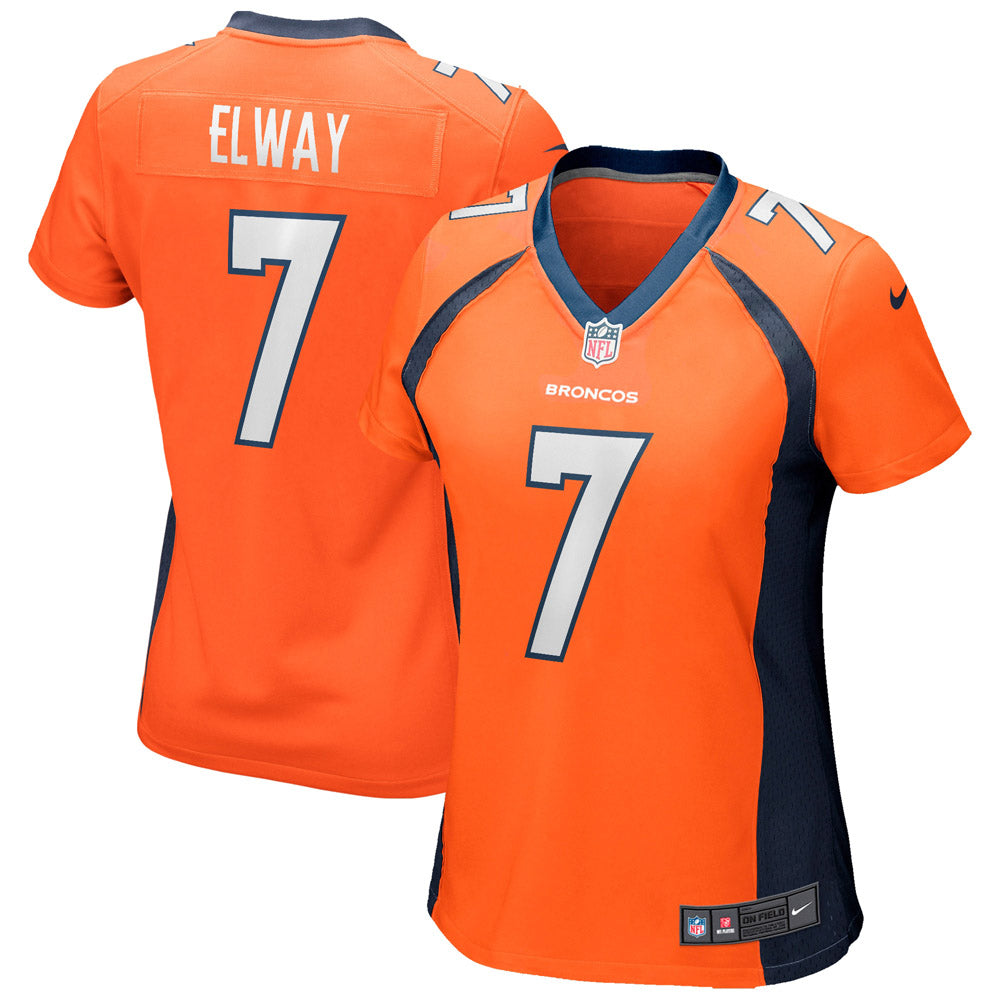 Women's Denver Broncos John Elway Game Retired Player Jersey Orange - vstockx