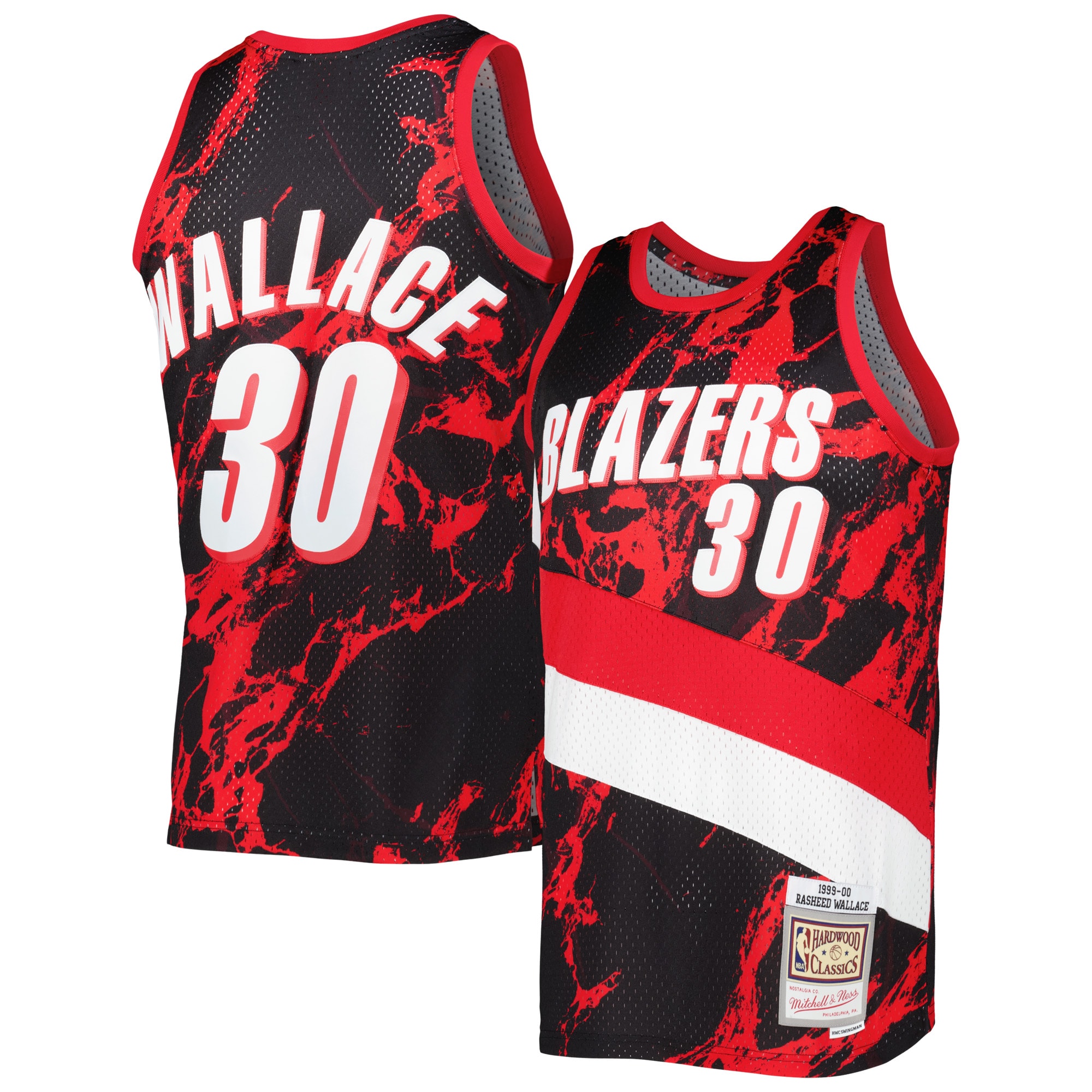 Rasheed Wallace Portland Trail Blazers Mitchell & Ness 1999/00 Hardwood Classics Marble Swingman Jersey - Black - vstockx