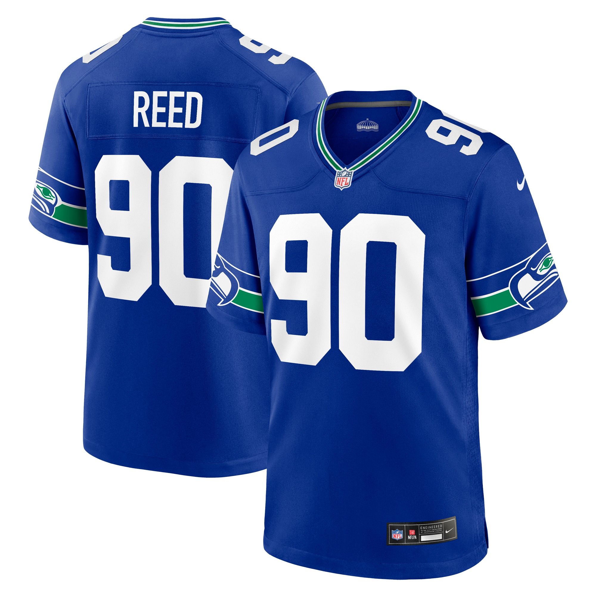 Jarran Reed Seattle Seahawks Nike Throwback Player Game Jersey - Royal - vstockx