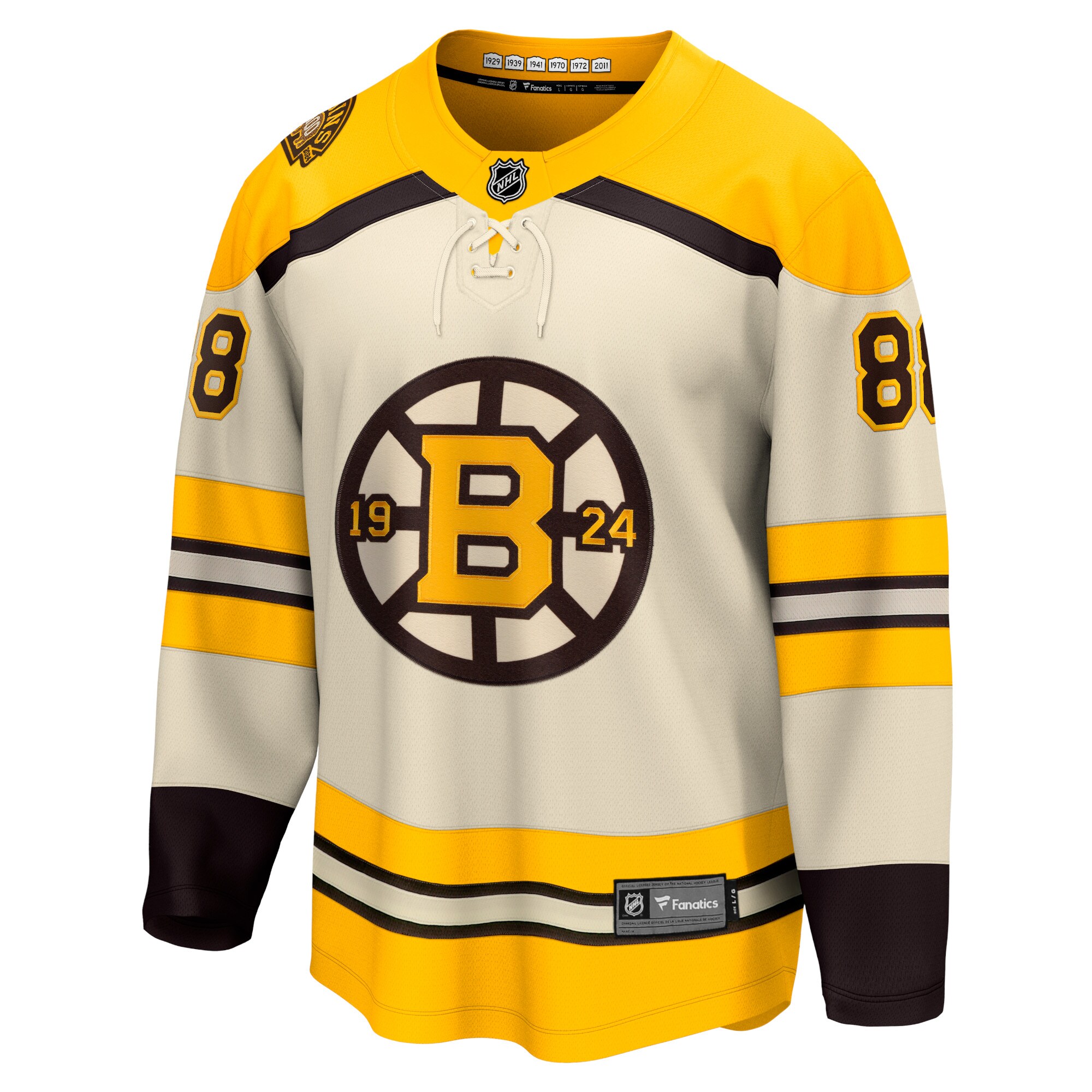 David Pastrnak Boston Bruins Fanatics Branded 100th Anniversary Premier Breakaway Player Jersey - Cream - vstockx