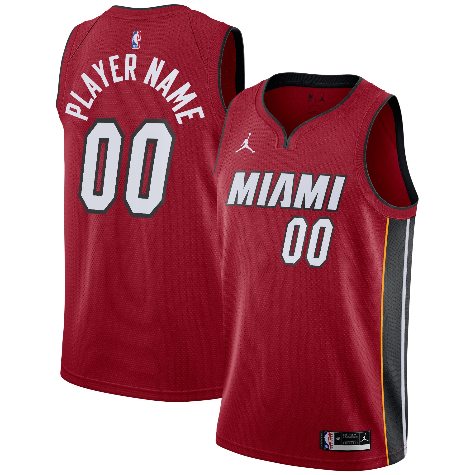 Miami Heat Jordans Brand Swingman Custom Jersey - Statement Edition - Red - vstockx