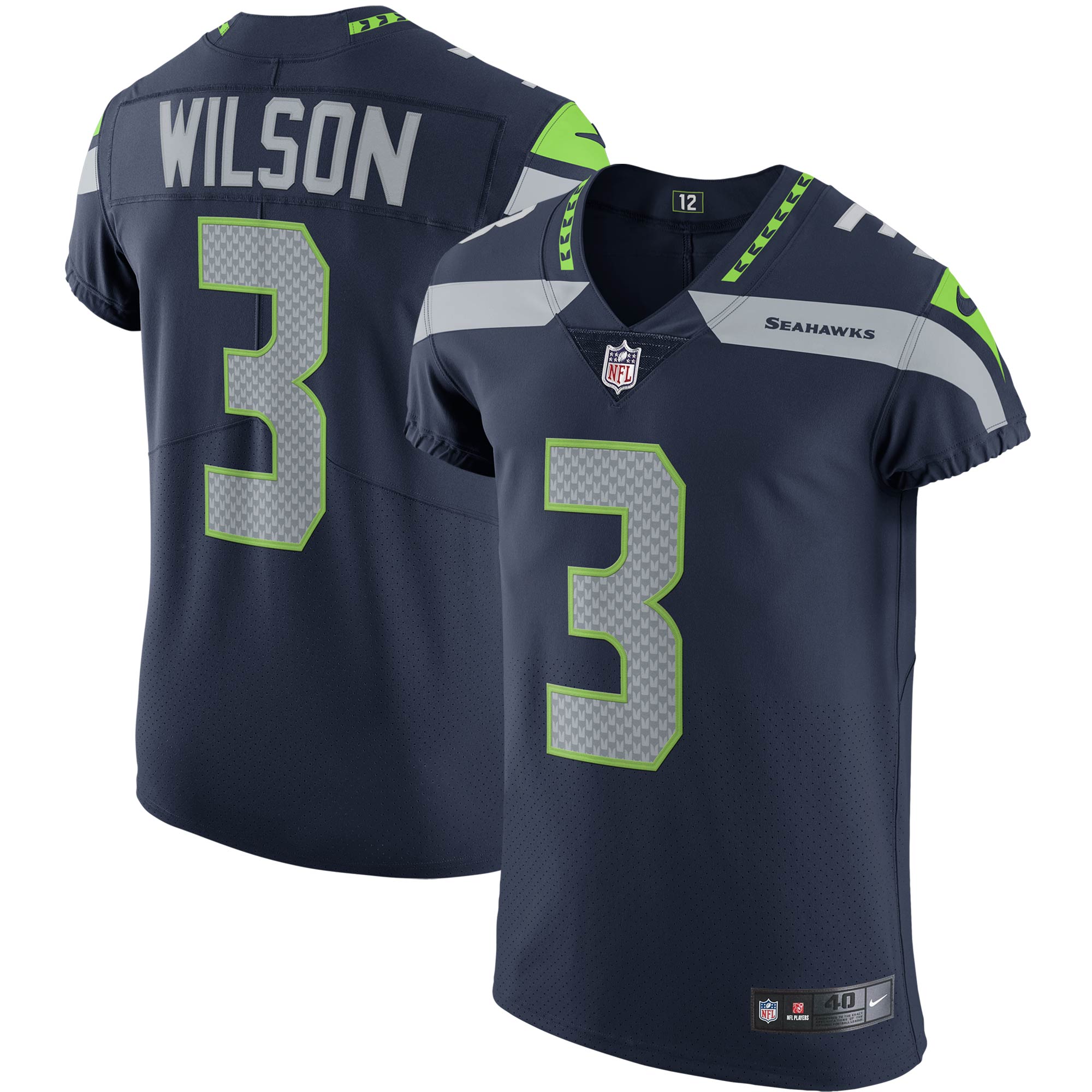 Russell Wilson Seattle Seahawks Nike Vapor Elite Player Jersey - College Navy - vstockx