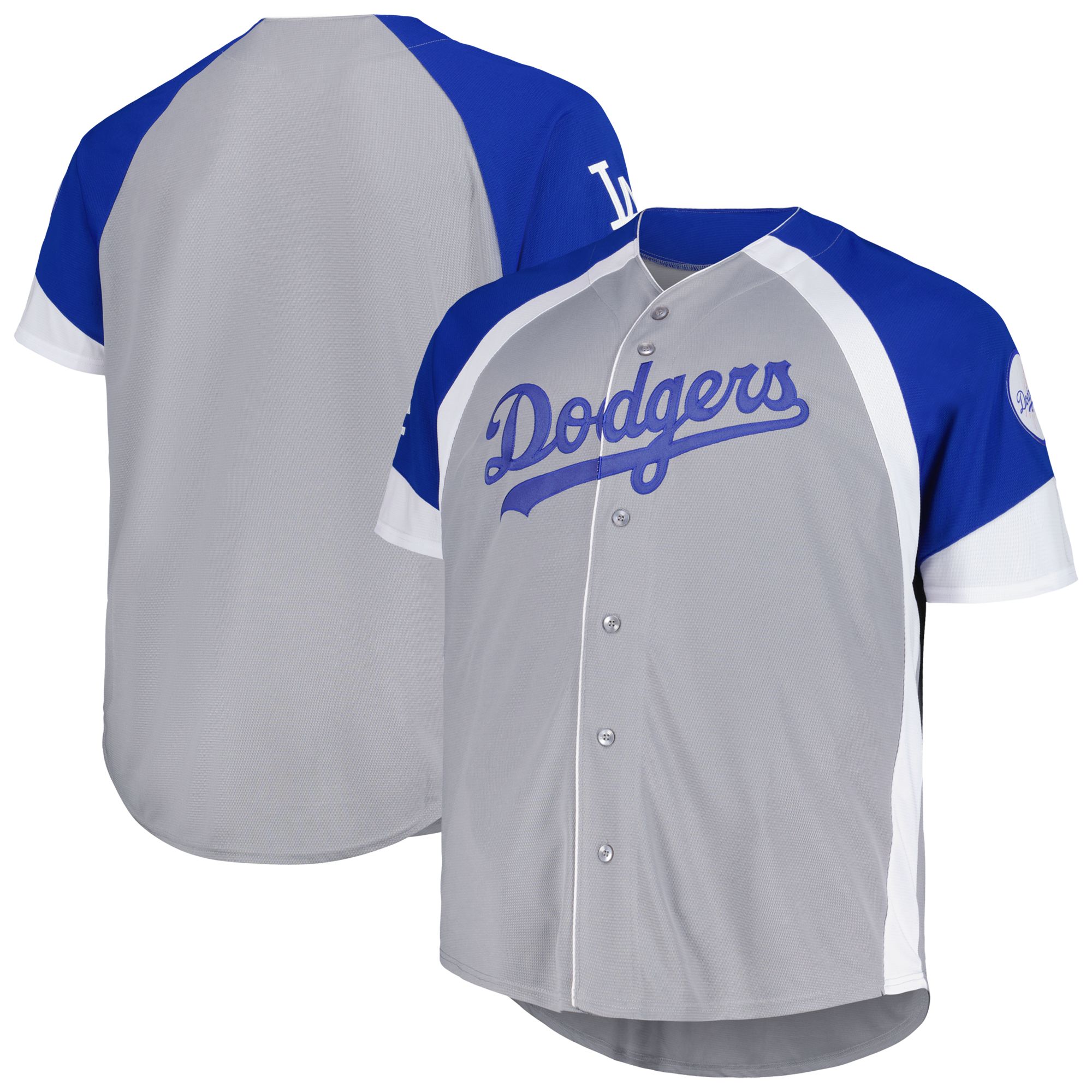 Los Angeles Dodgers Profile Big & Tall Colorblock Team Fashion Jersey - Gray - vstockx