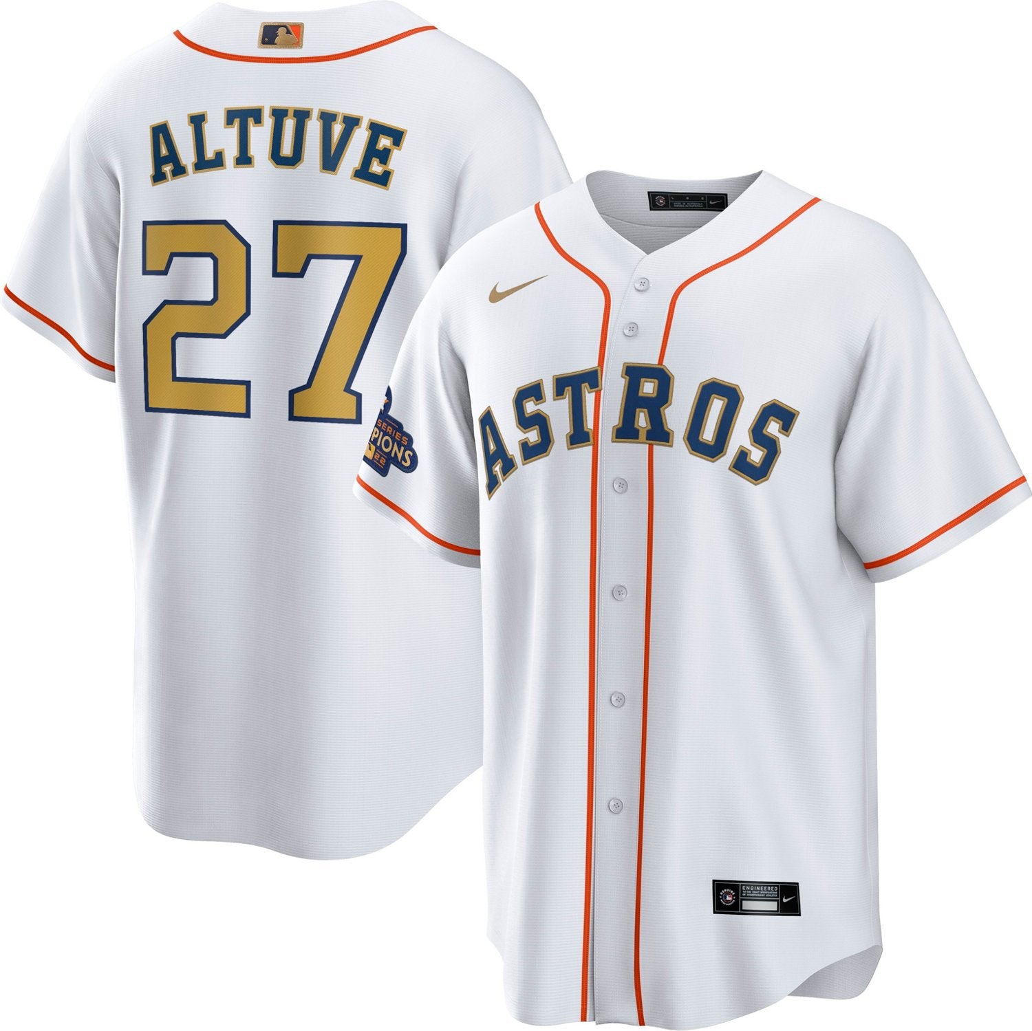 Nike Men's Houston Astros Altuve Gold Replica Jersey - vstockx