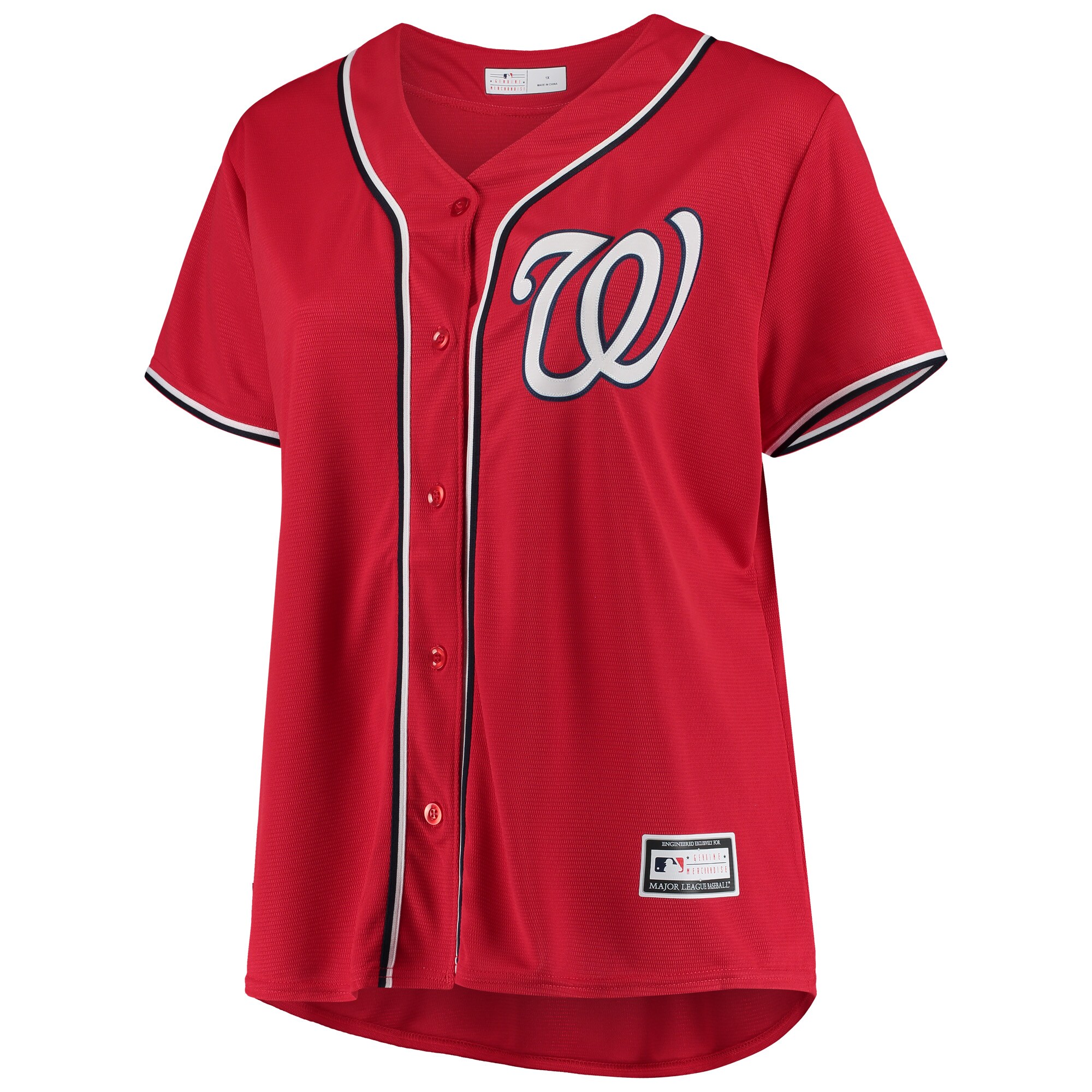 Washington Nationals Women's Plus Size Alternate Replica Team Jersey - Red - vstockx