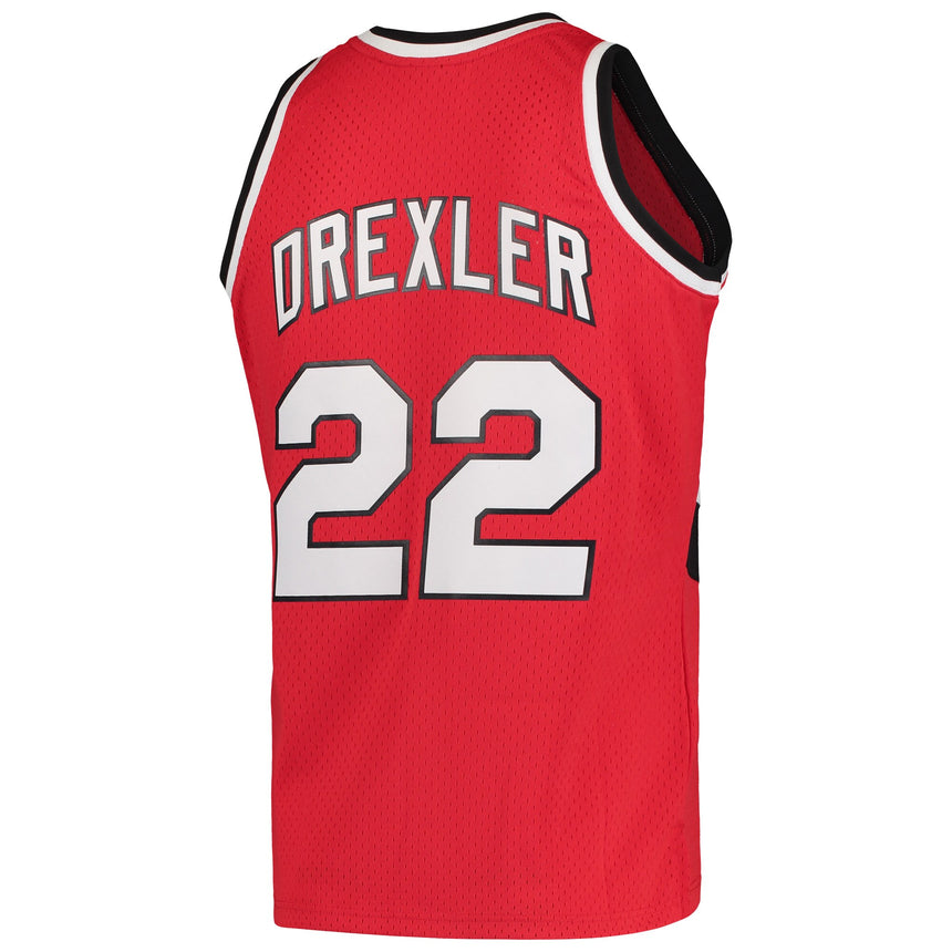 Men's Mitchell & Ness Clyde Drexler Red Portland Trail Blazers Hardwood Classics 1983-84 Swingman Jersey - vstockx