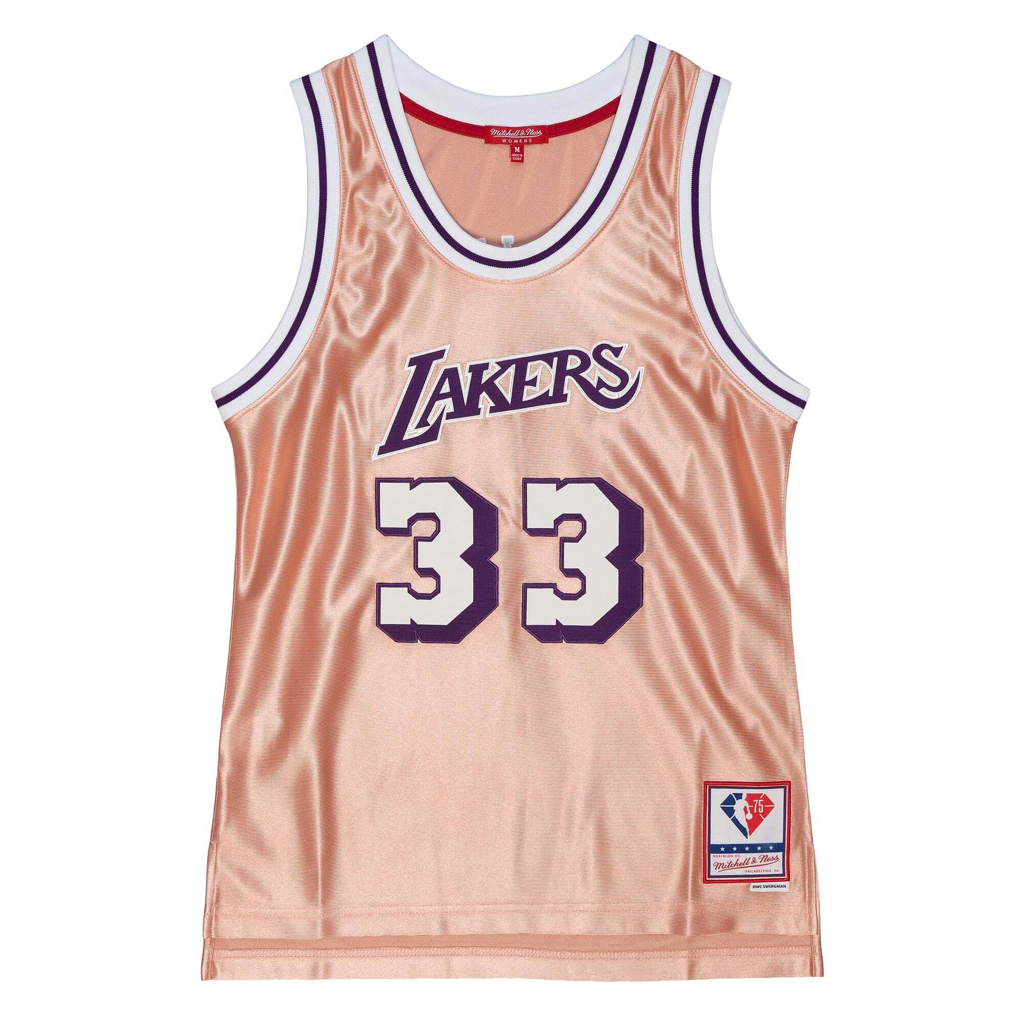 Women's 75th Rose Gold Swingman Kareem Abdul-Jabbar Los Angeles Lakers 1983 Jersey - vstockx